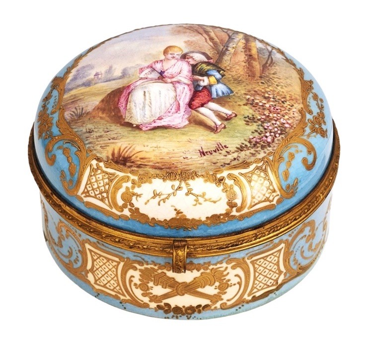 Antique French Porcelain Sevres Trinket Box