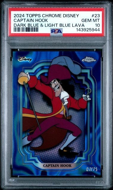 2024 Topps Chrome Disney #23 Captain Hook Blue Lava /75 PSA 10 - POP 6