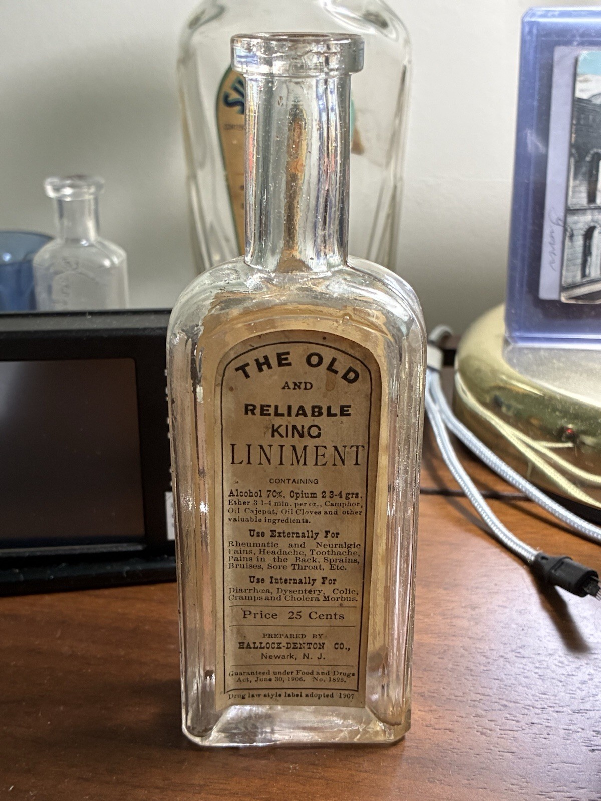 1907 + The Old And Reliable King Liniment Full Labels Bottle With Opium