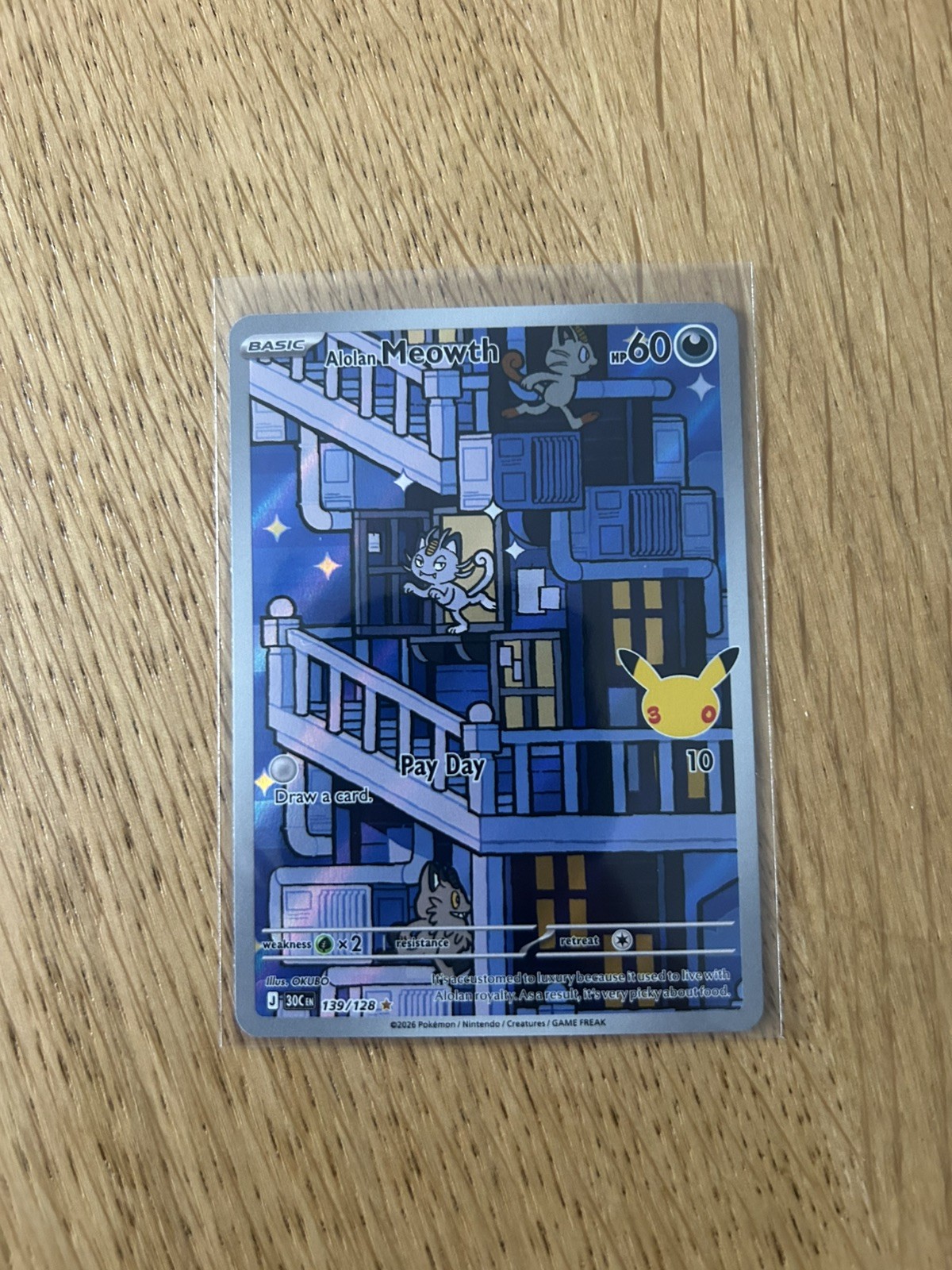 Pokémon TCG Alolan Meowth 139/128 30TH Anniversary Edition