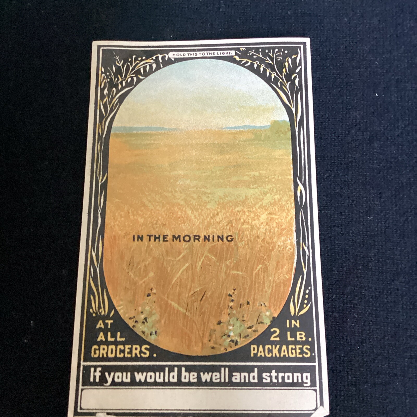 RARE HOLD TO LIGHT QUAKER OATS VICTORIAN TRADE CARD - See Pictures Vintage