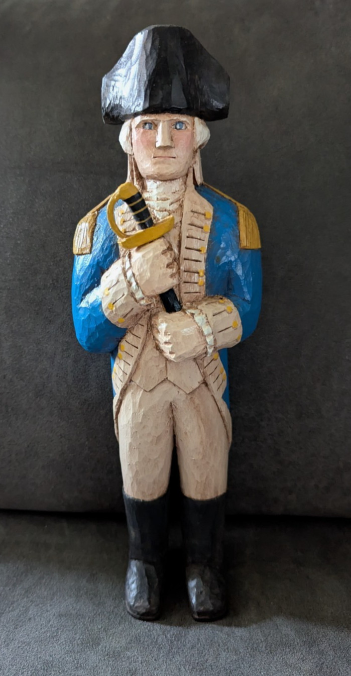 Vintage American Folk Art George Washington Carved Wooden Figure - 11\