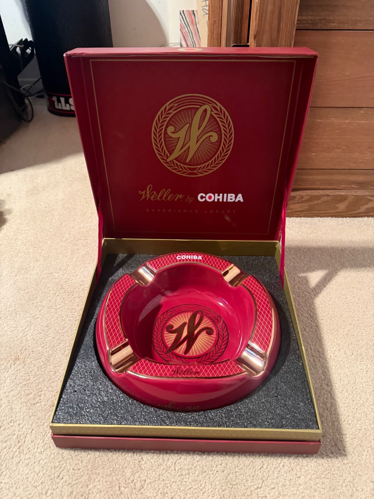 RARE Weller Antique 107 Red Cohiba Ashtray Cigar Ash Tray Bourbon Stagg Blantons