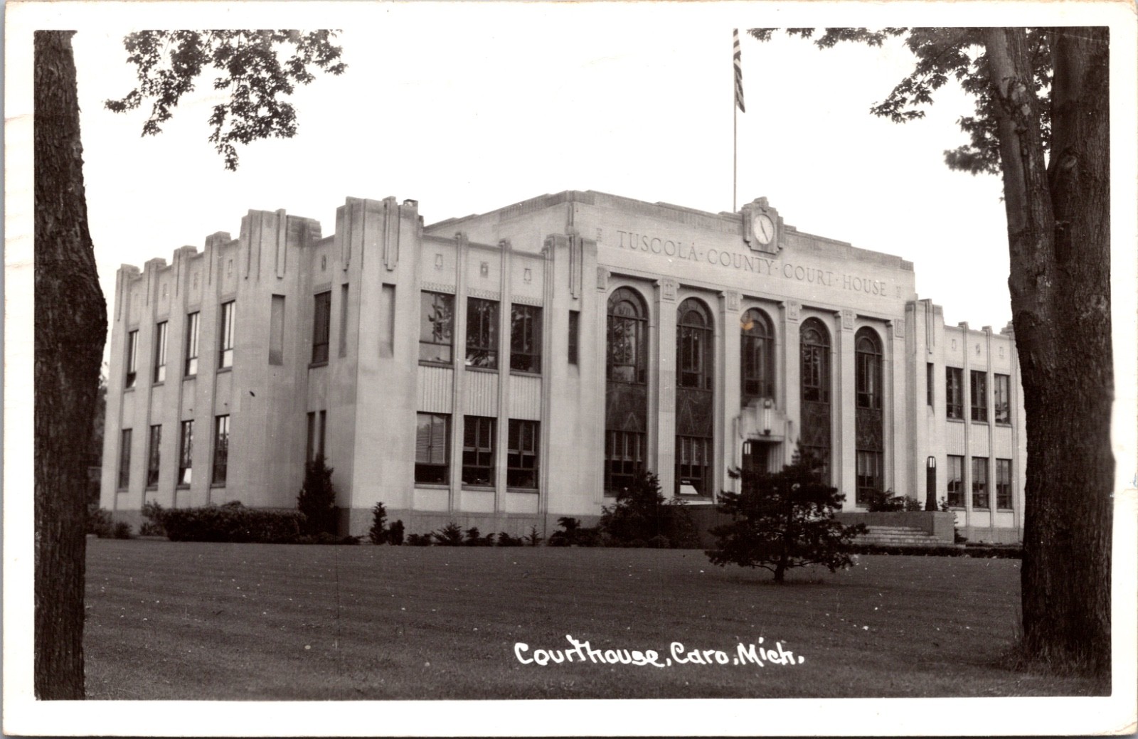 Tuscola County Court House Caro Michigan Courthouse Real Photo Postcard