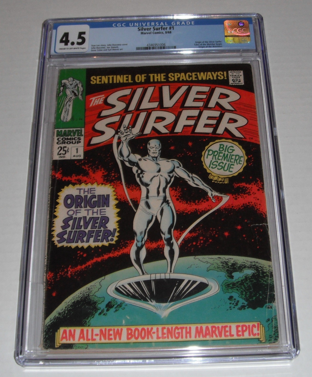 Silver Surfer # 1....CGC Universal  4.5 VG+ grade...1968 origin comic book--bie