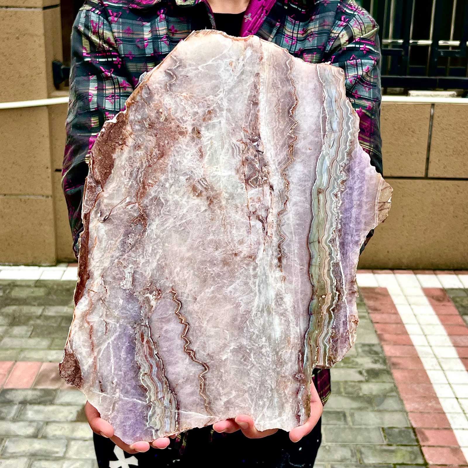 5.43LB Chevron Amethyst Polished Slice ( AKA Dream Amethyst)
