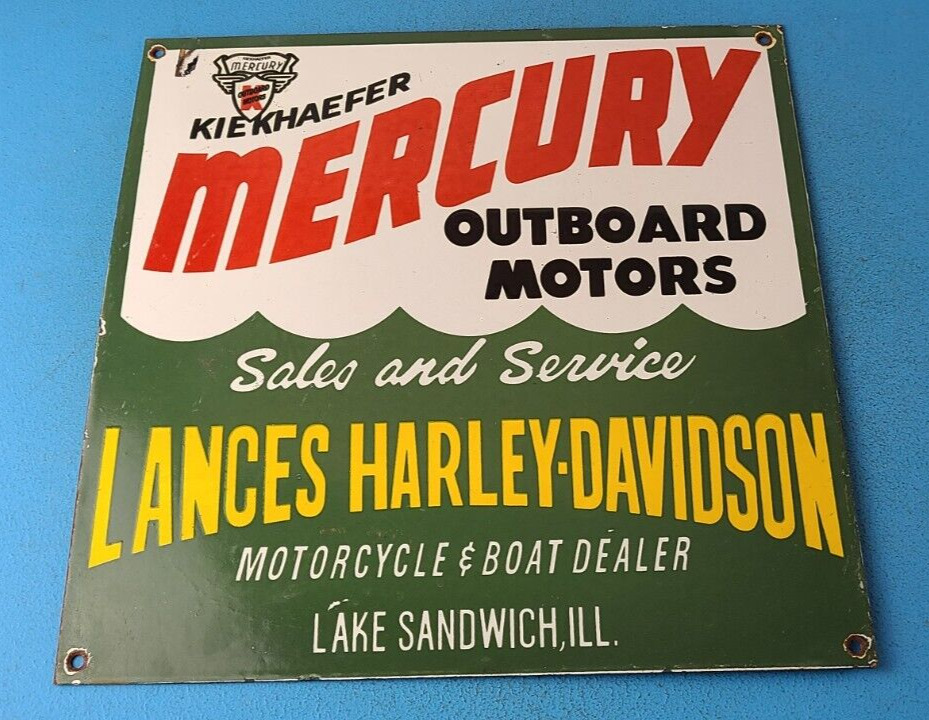 Vintage Mercury Outboards Porcelain Harley Davidson Gas Sales Service