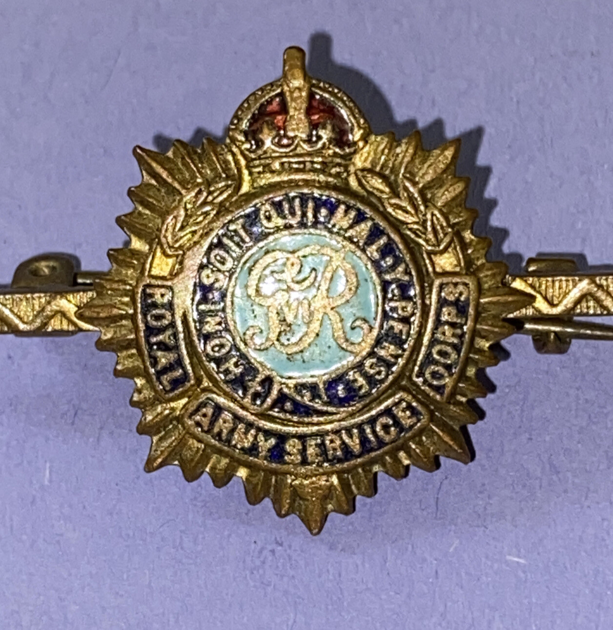 c.WWII King\'s Crown Royal Army Service Corps Sweetheart Brooch  - Width 4cm