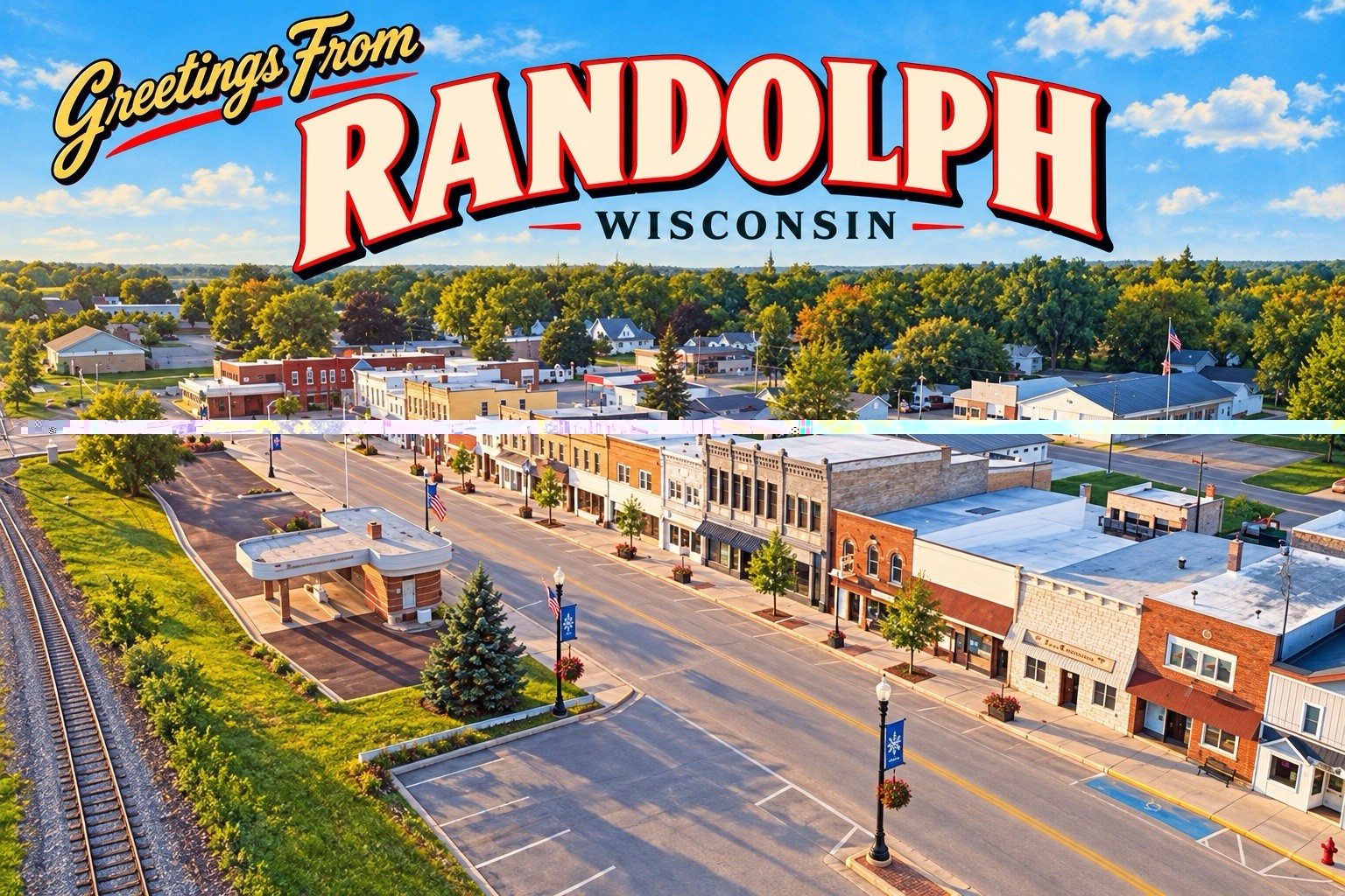 Greetings From Randolph, Wisconsin Modern 4x6 Postcard E201