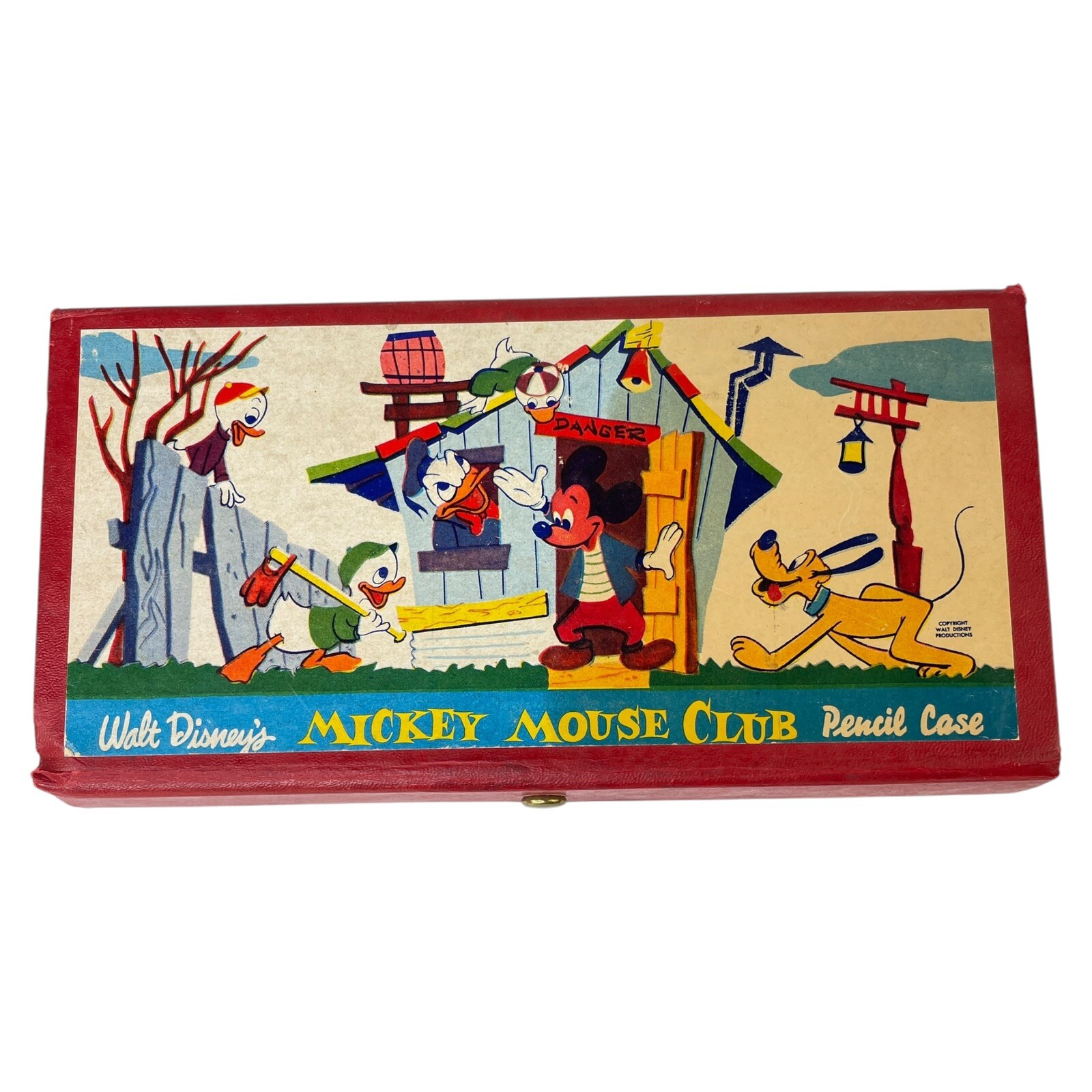 Walt Disney’s Mickey Mouse Club Pencil Case Vintage 1960s Cardboard