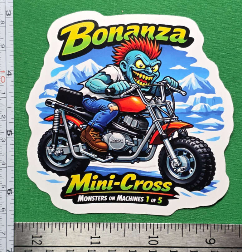 Bonanza Mini Cross Minibike 9x9cm Durable Die-Cut Vinyl Sticker 1 of 5