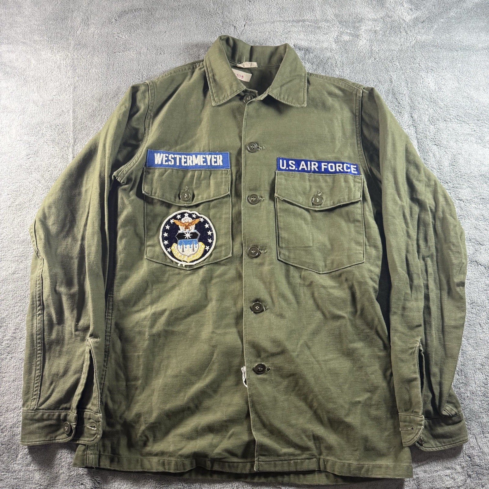 1965 USAF OG-107 Vietnam Era Shirt Air Force Academy Westermeyer 14.5x33