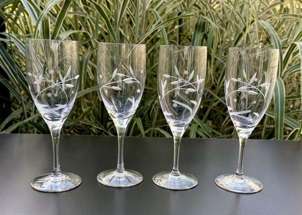 4 Lenox Opal Innocence crystal Iced Tea  stems 9\