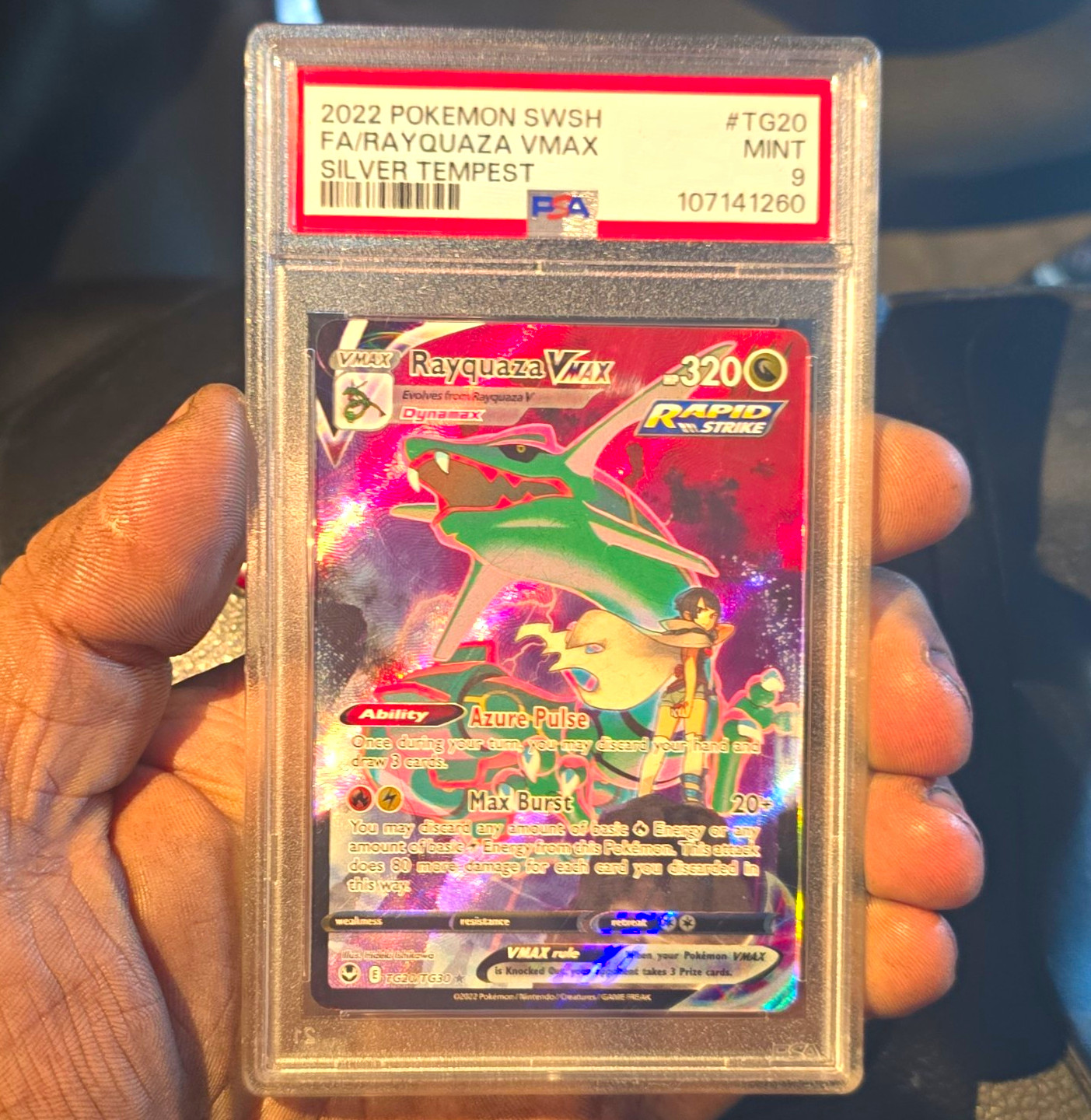 PSA 9 Rayquaza VMAX TG20/TG30 Silver Tempest Trainer Gallery Holo FA 2022 EN