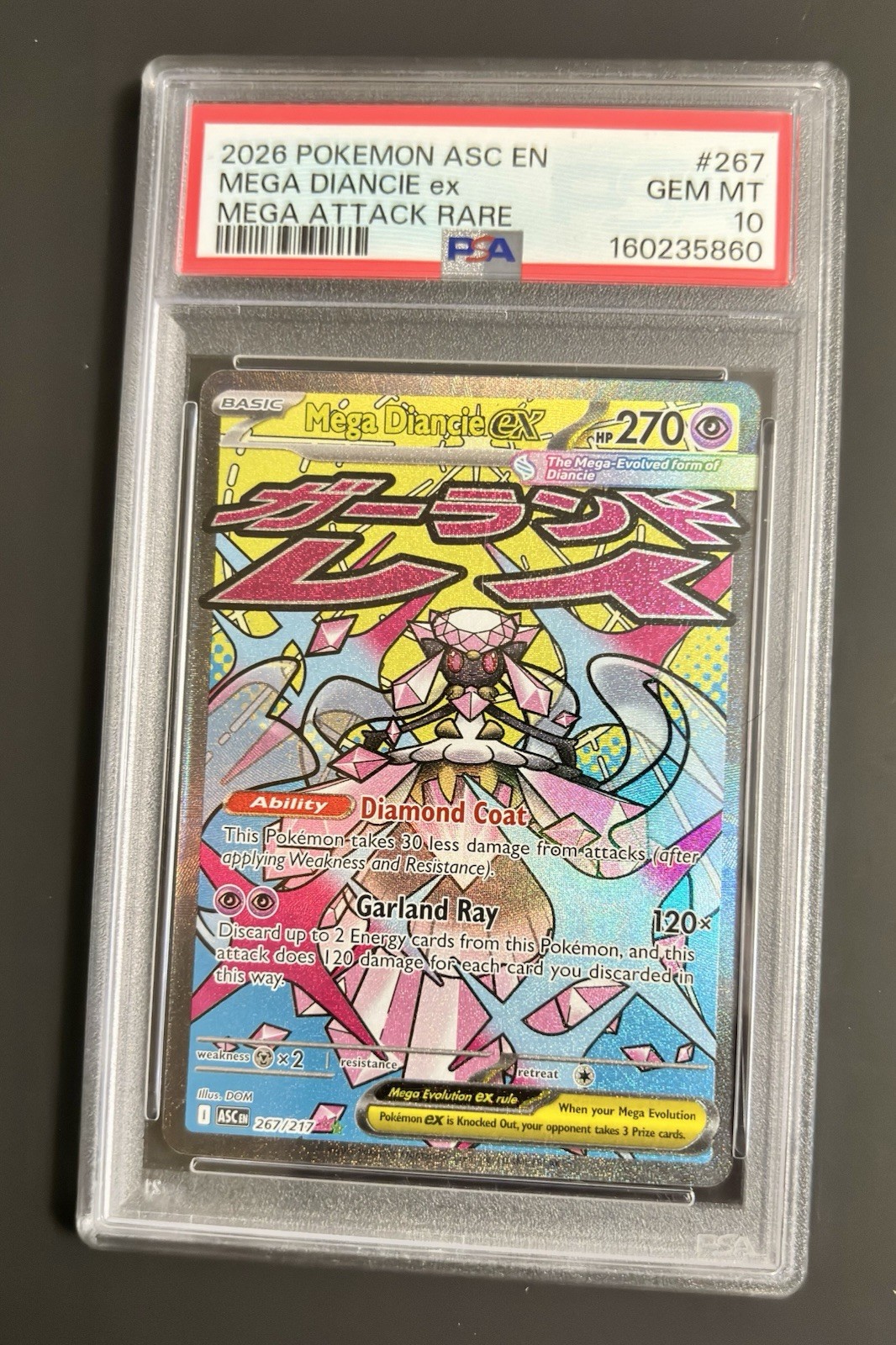 Pokémon Mega Diancie ex ASC EN English Mega Attack Rare 267/217 PSA 10 2026