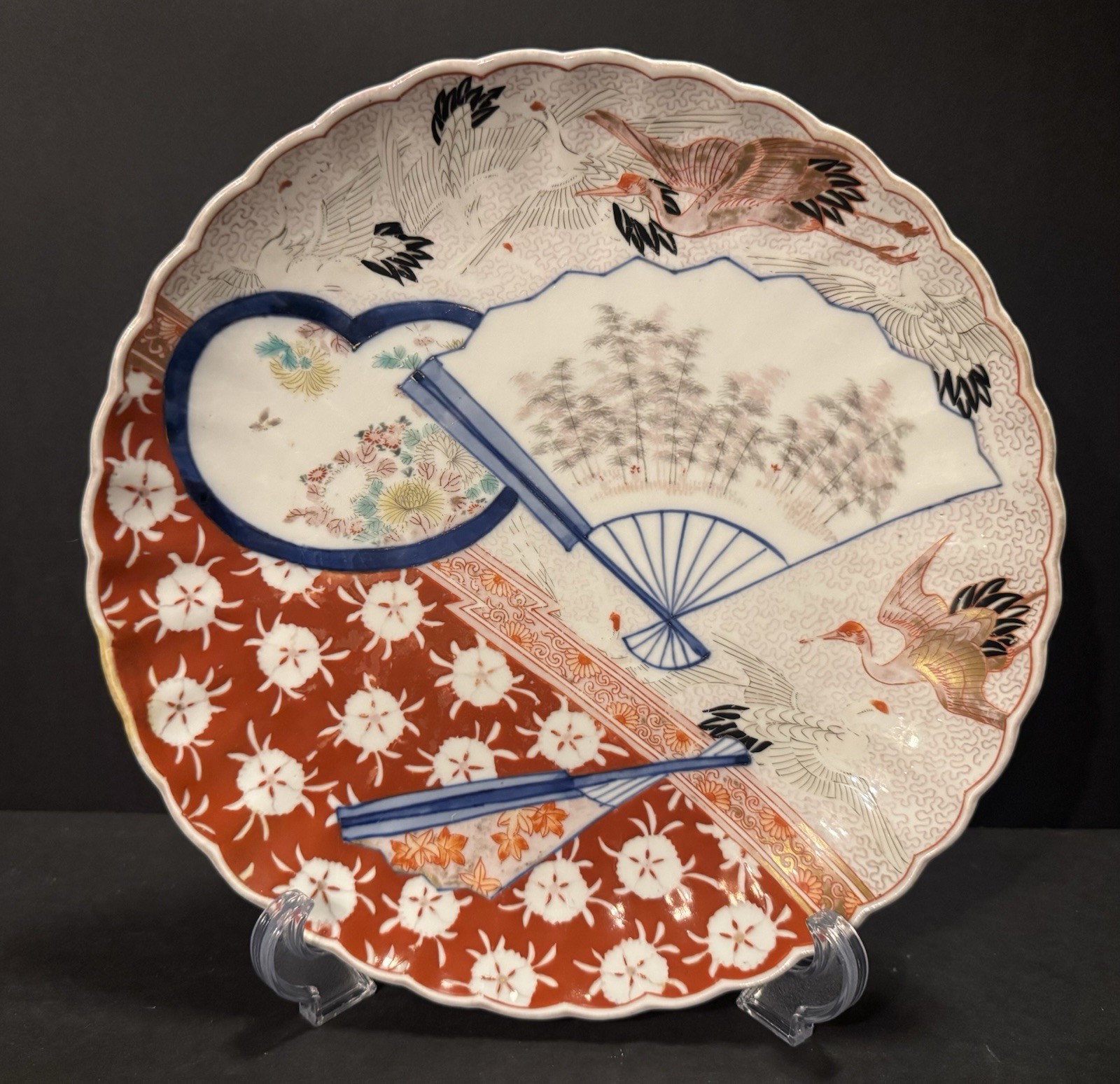 ANTQ/VTG Imari Meissen Porcelain Charger 9-5/8” Plate, Auspicious Motifs, Japan
