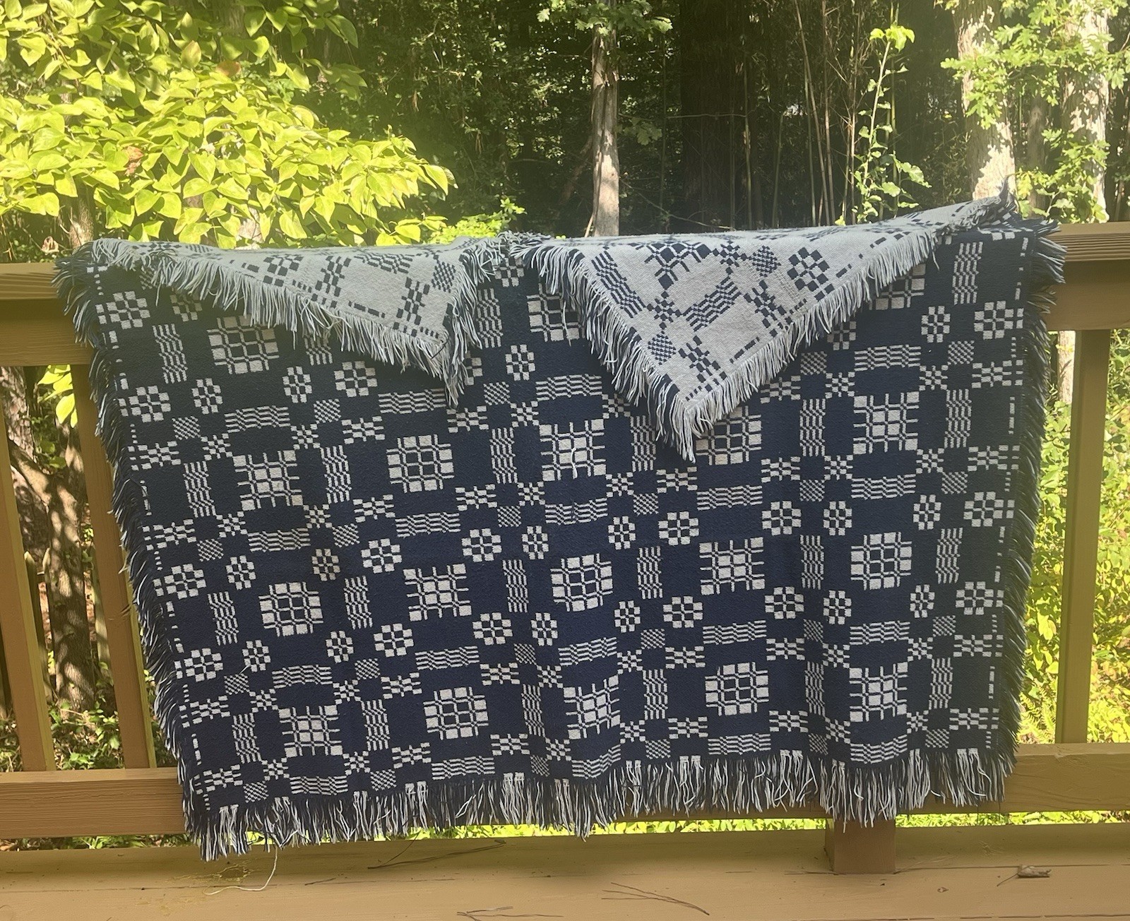 Early American Hand Woven Reversible Antique Coverlet