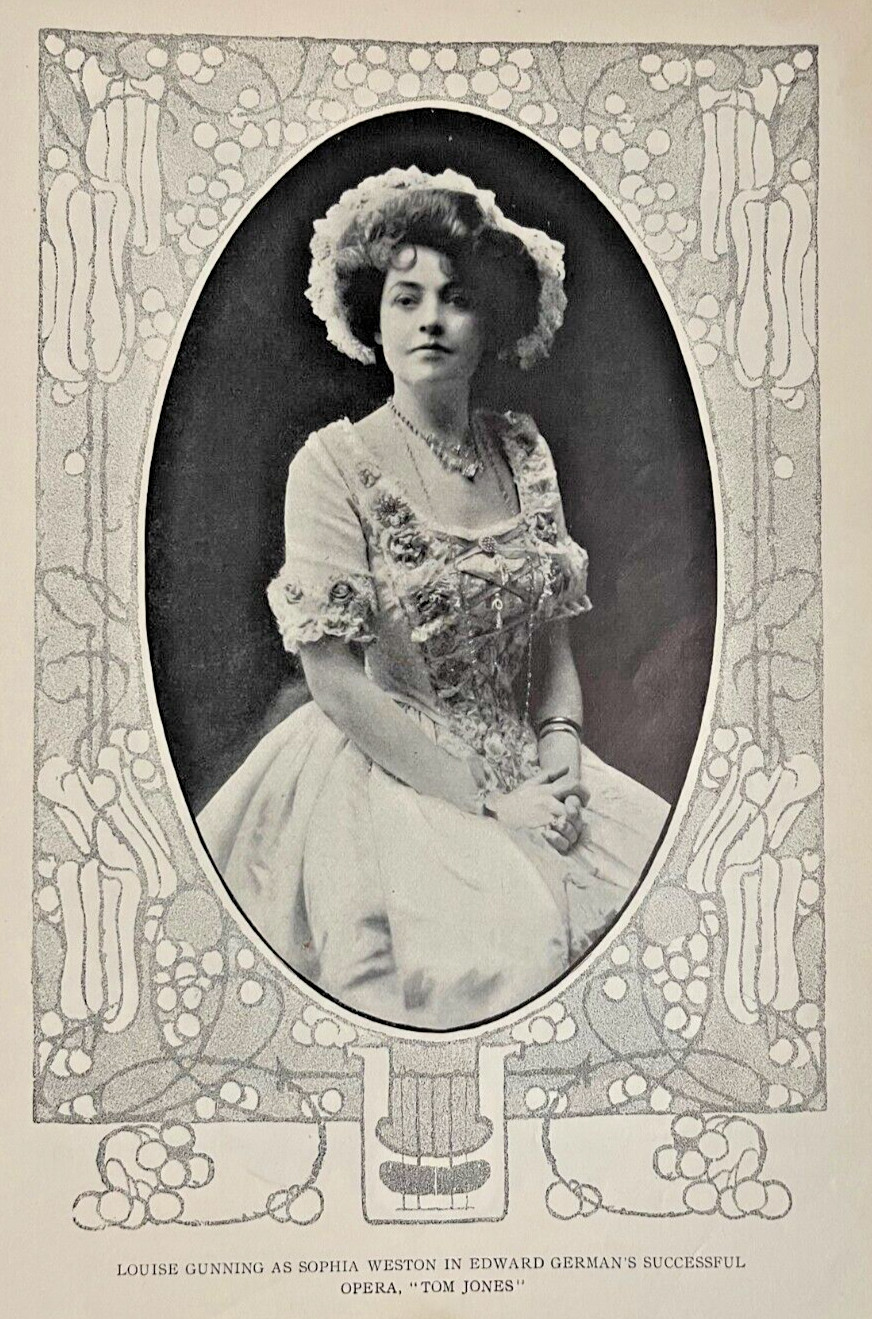 1908 Vintage Magazine Illustration Actress Louise Gunning