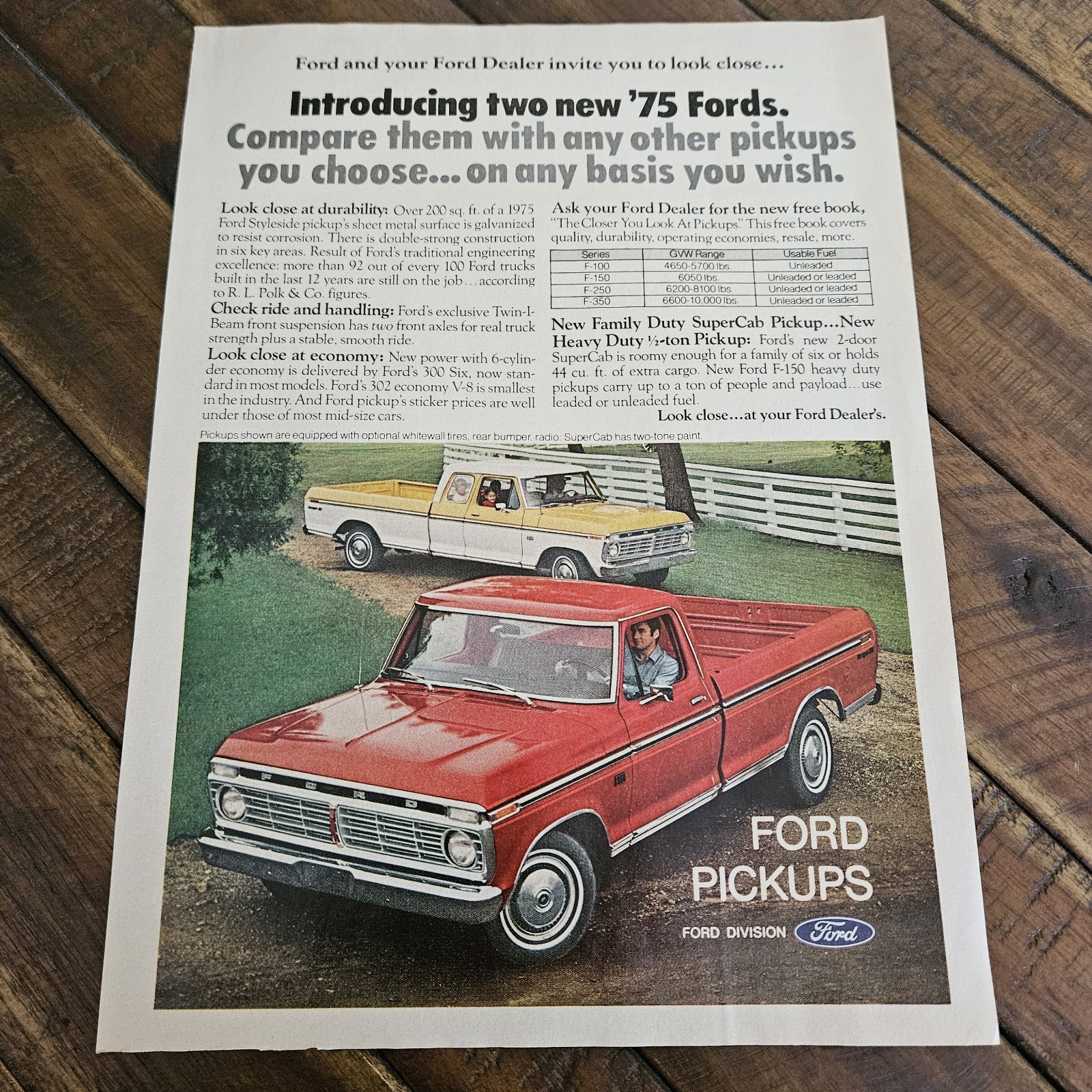 1974 FORD Pickup Magazine Print Advertisement (Full Page)