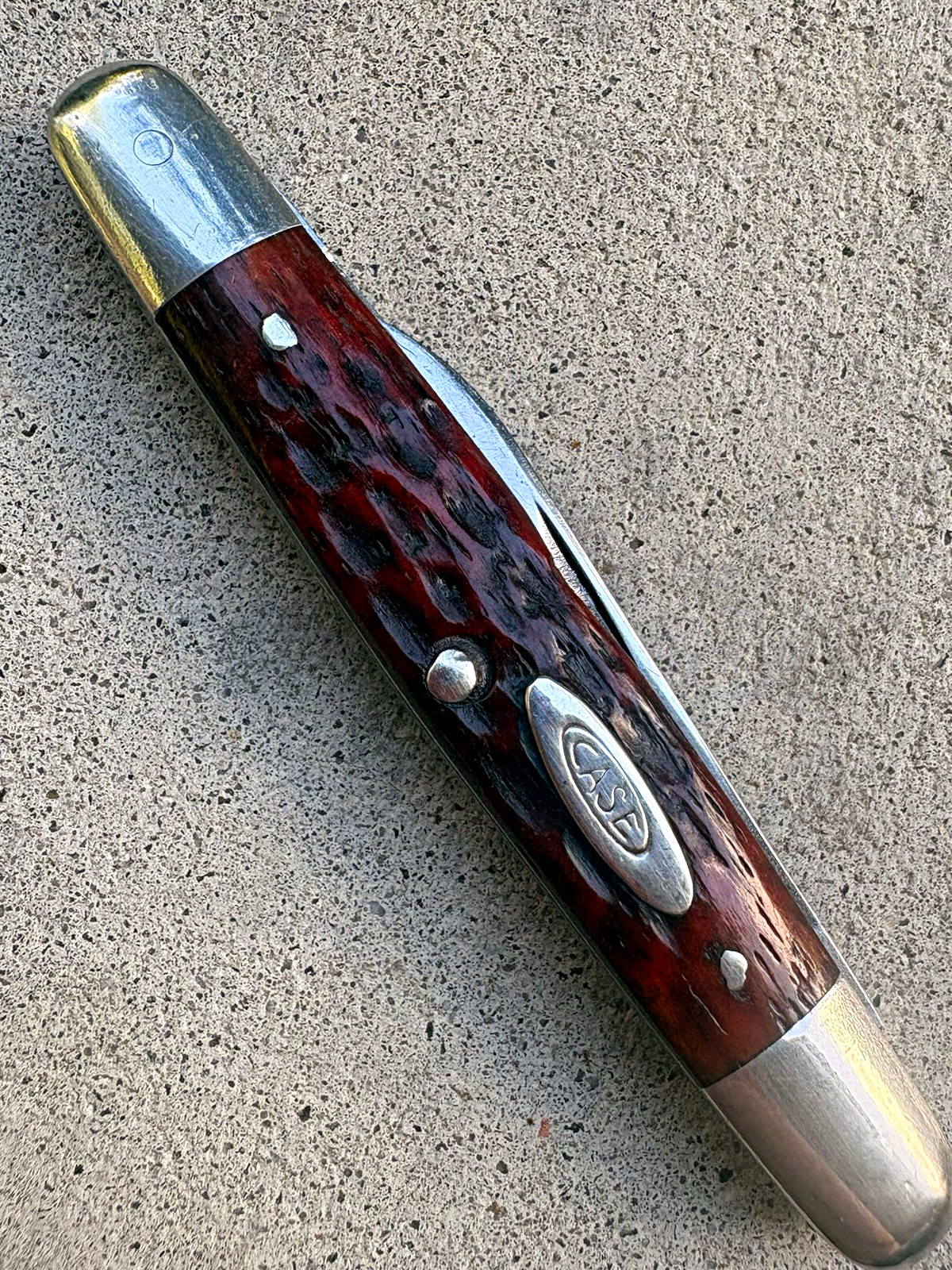 Vintage 1965-69 case xx USA equal ends red bone 0623 2 blade pocket knife pen