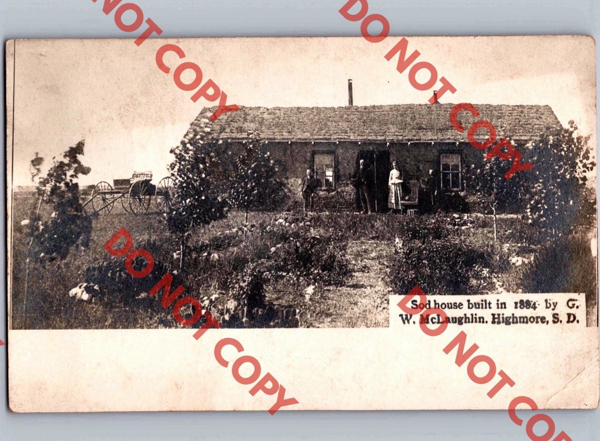c1910 Sod House Home HIGHMORE South Dakota SD Hyde County RPPC Real Photo