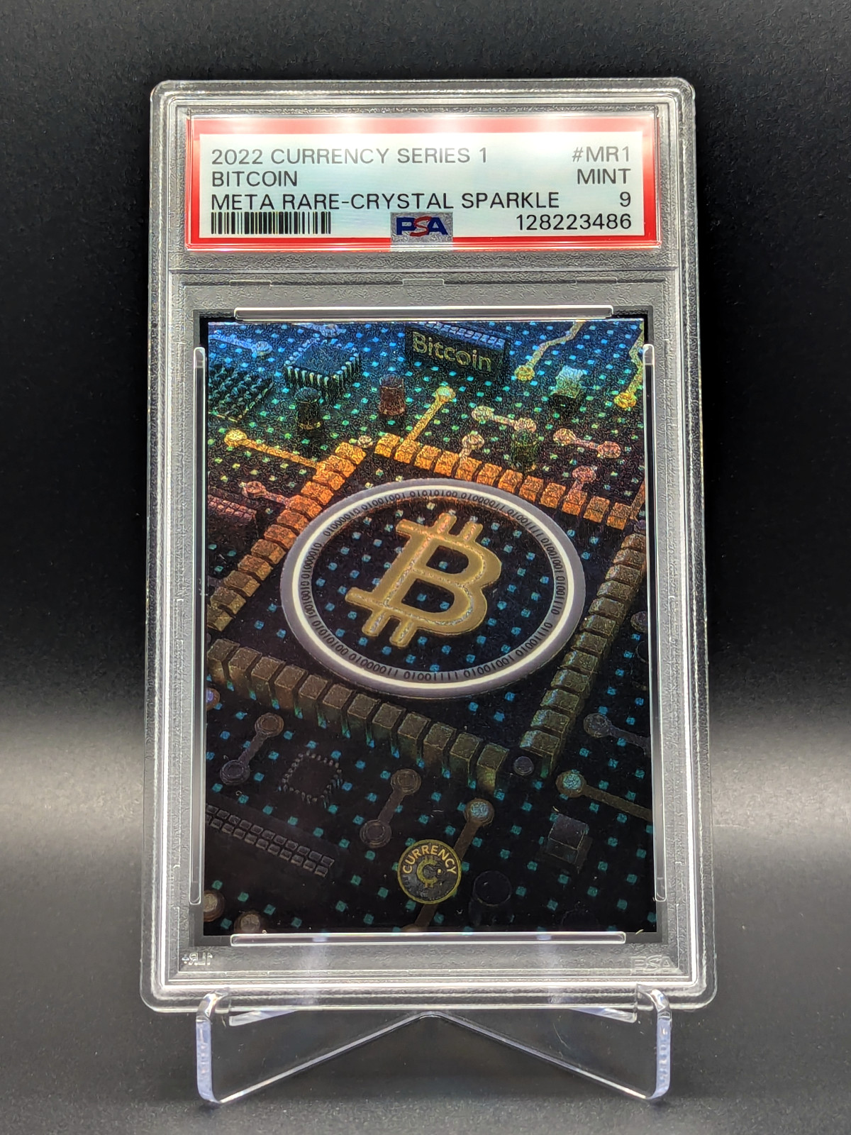 PSA 9 MINT 2022 Bitcoin (Meta Rare Crystal Sparkle • Currency Series 1 • #MR1)