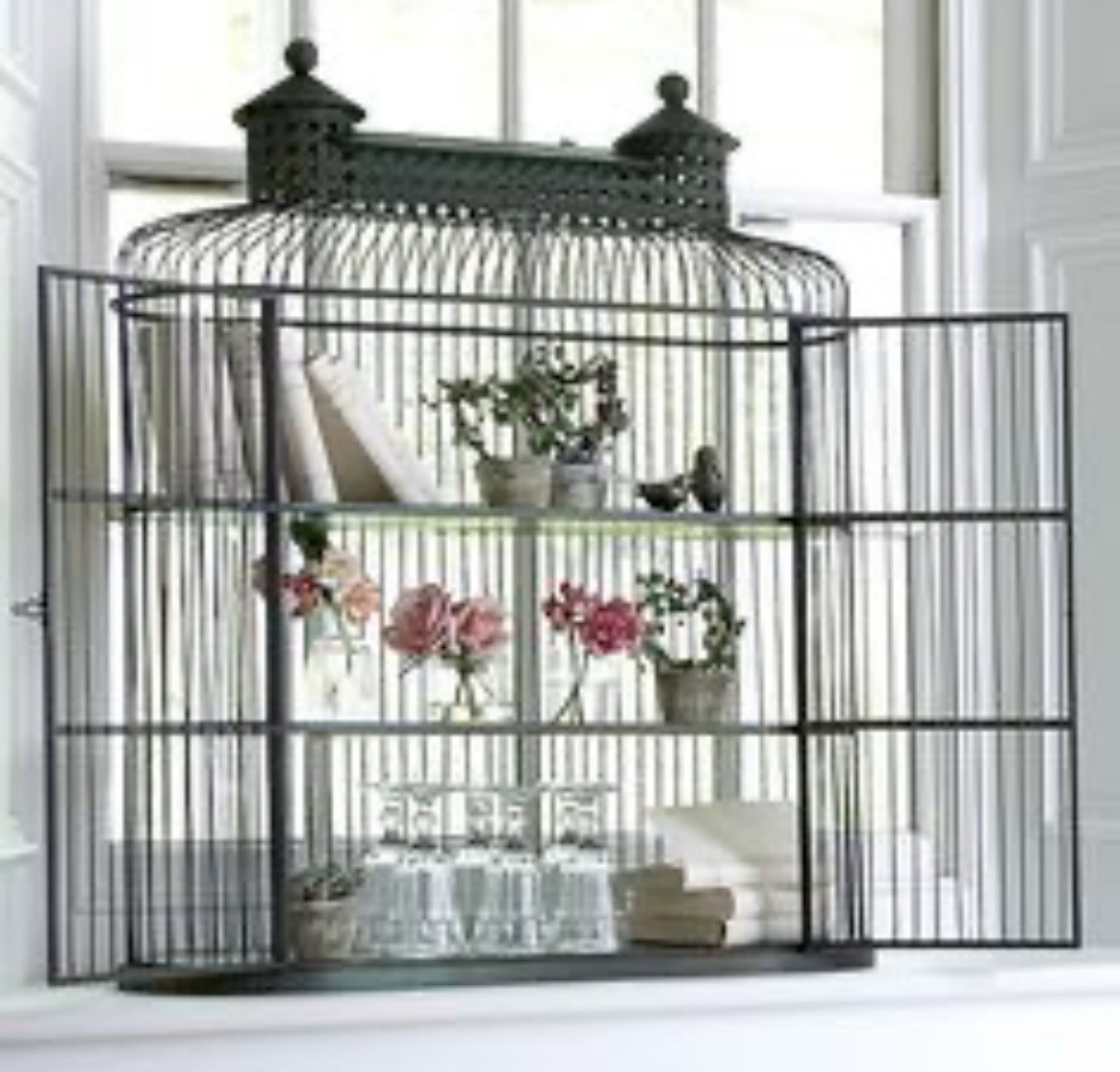 Victorian Style Decorative Black Bird Cage Metal Wire