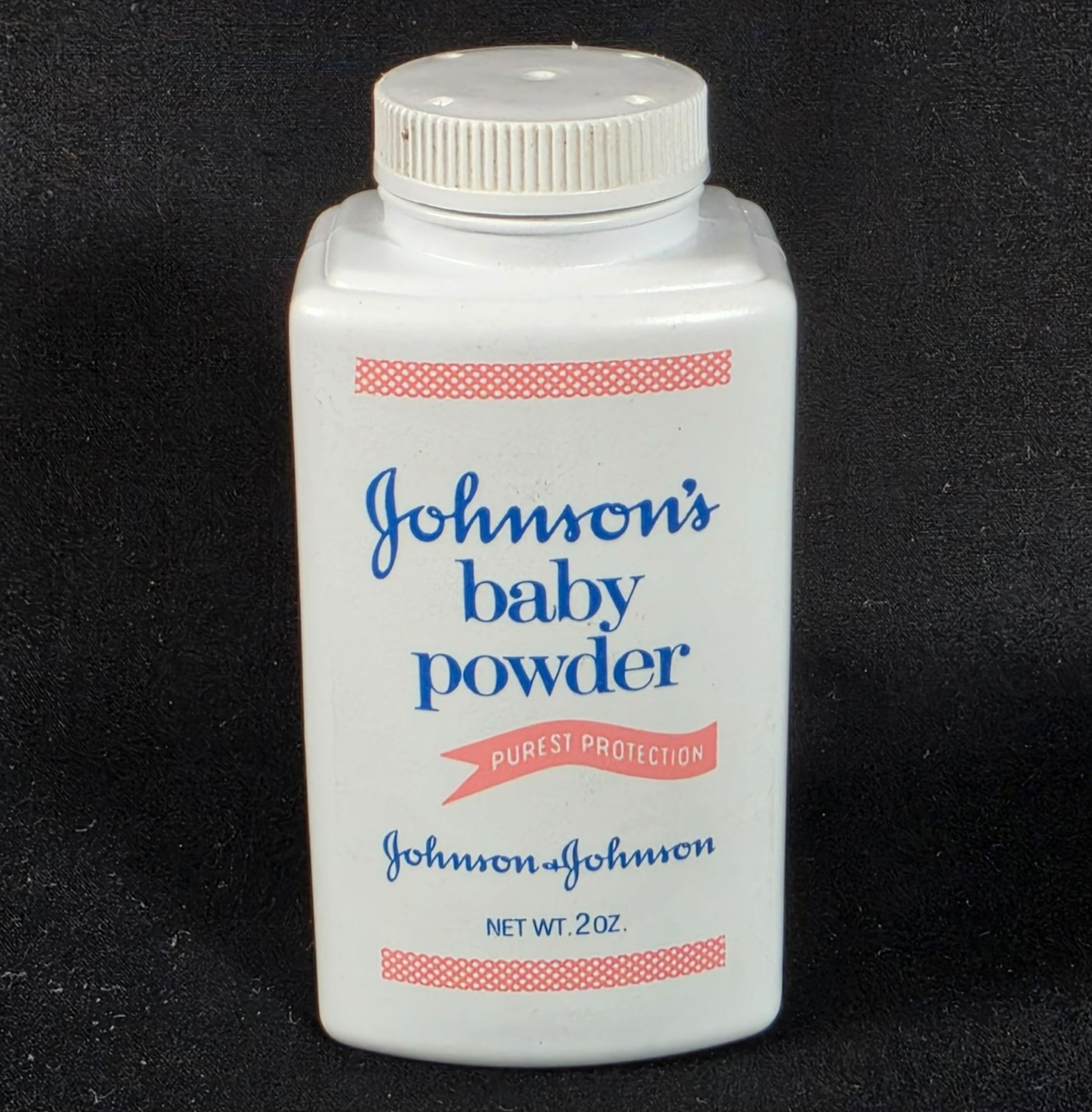 Vintage 70s Johnsons Baby Powder 2oz Bottle Empty Prop w Embossed Back Design