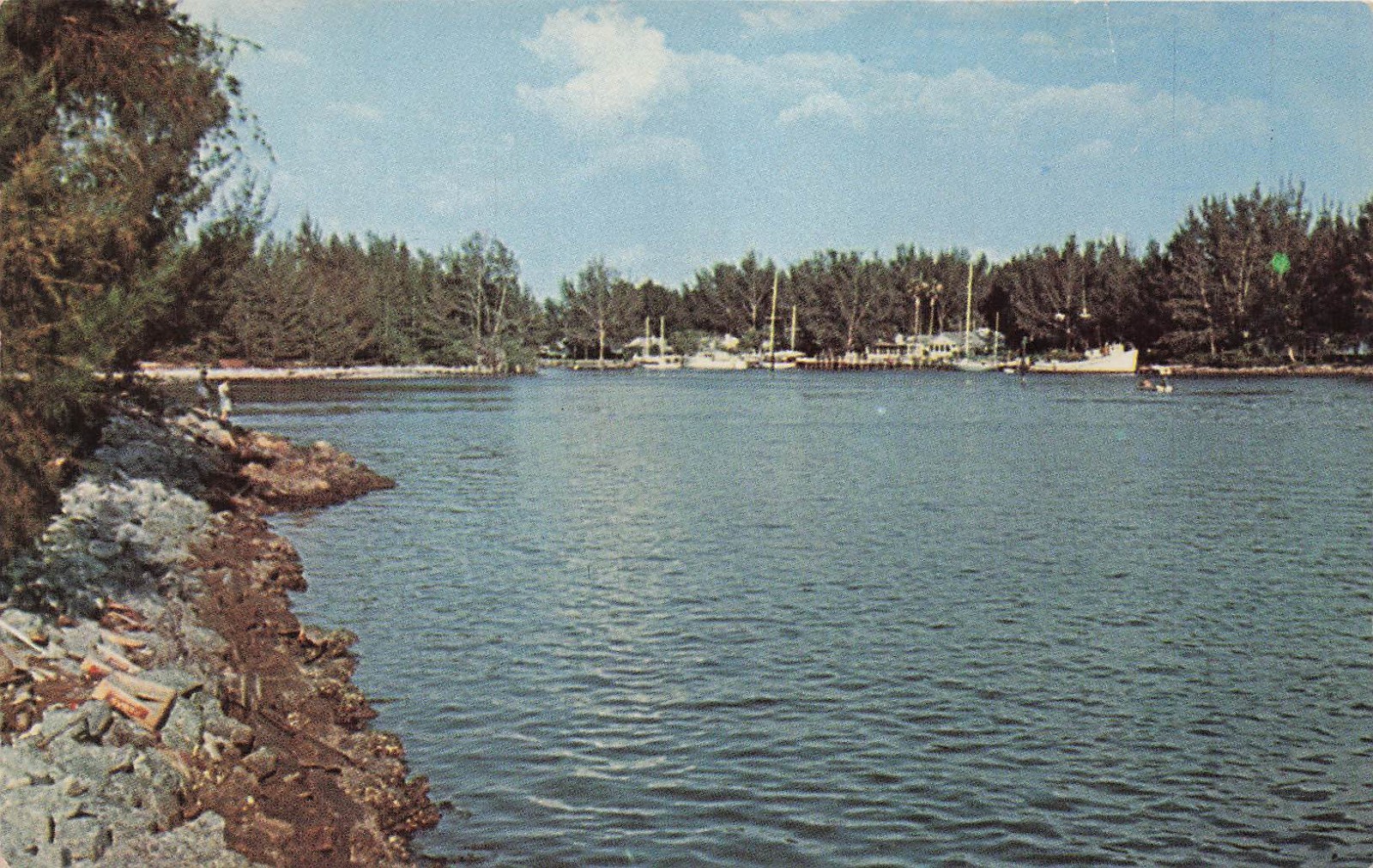 Venice North Jetties Jetty Beach Casey Key Nokomis Florida Vtg Postcard H47