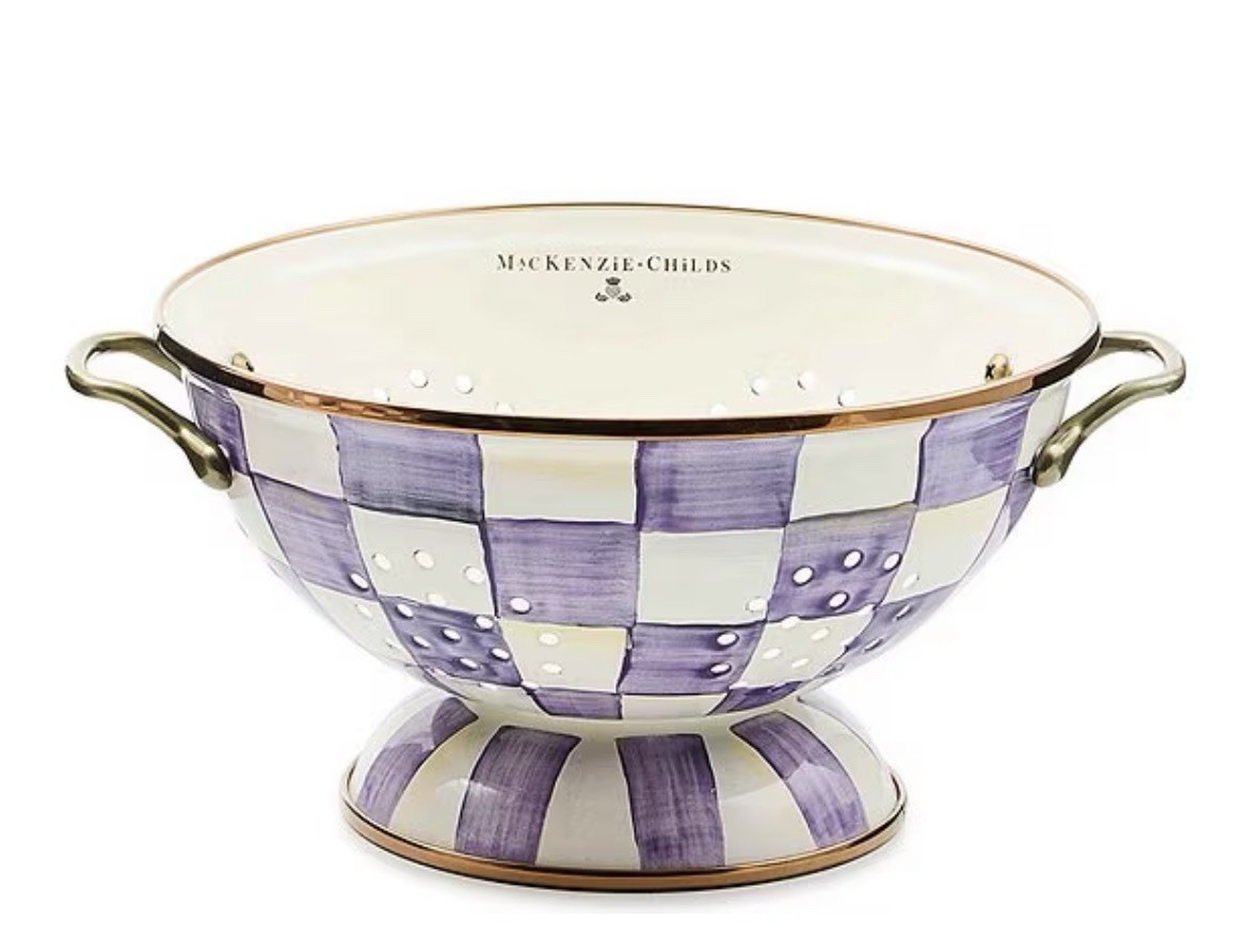 Mackenzie Childs Violet Check Small Colander