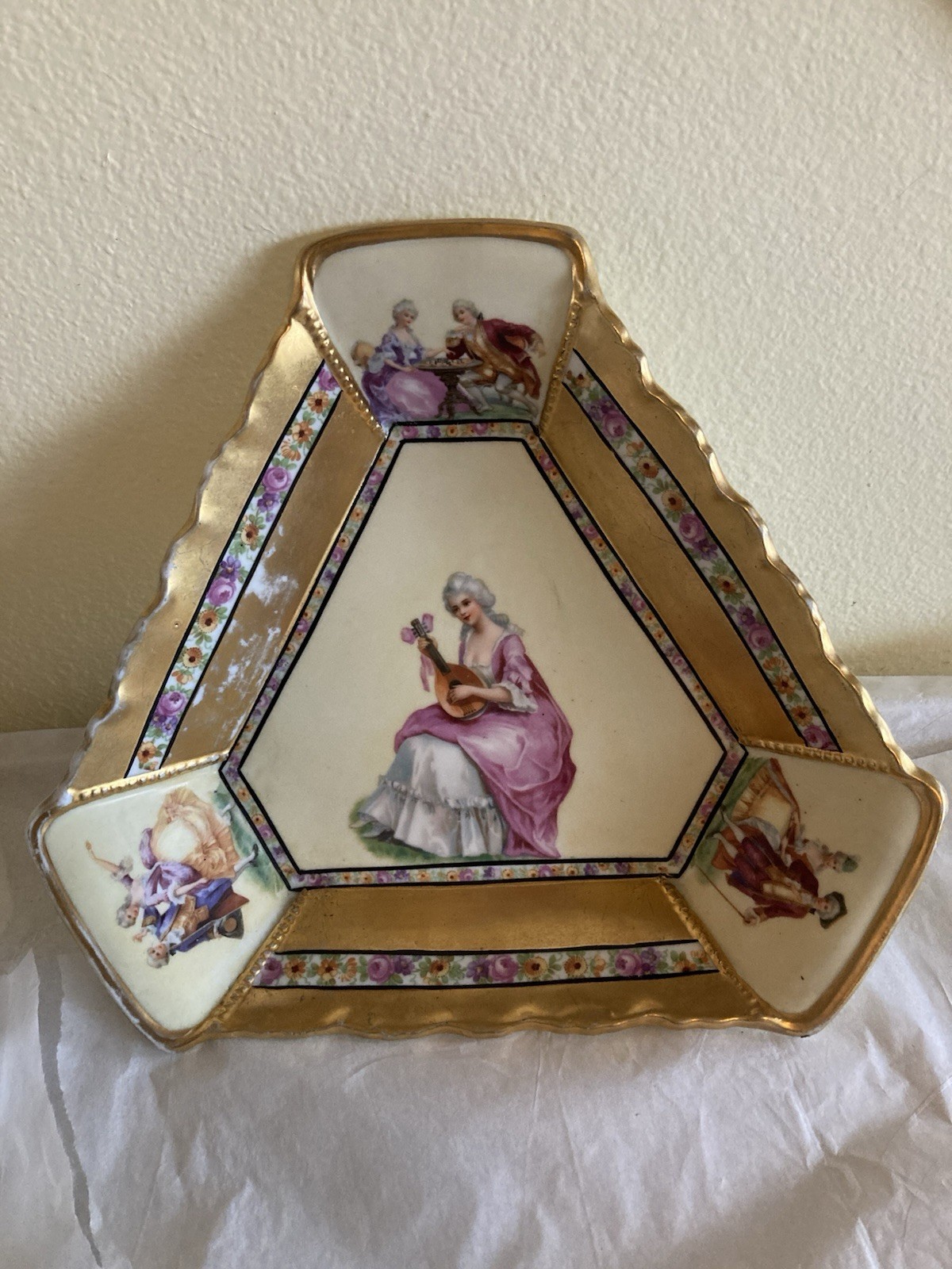 Antique German Beautifully Decorated Lovers Story Dish