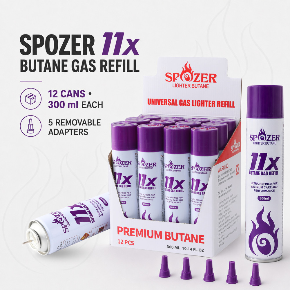11X Lighter Butane Gas Refill Fluid Fuel Refined 10.14 oz Ultra Pure 12 Cans