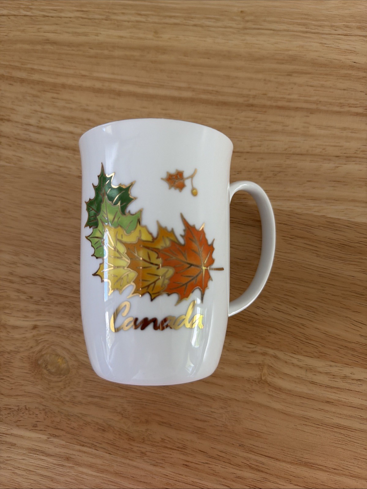 Vintage Banaux Canada Mug Maple Leaves Gold Accents Canadian Souvenir