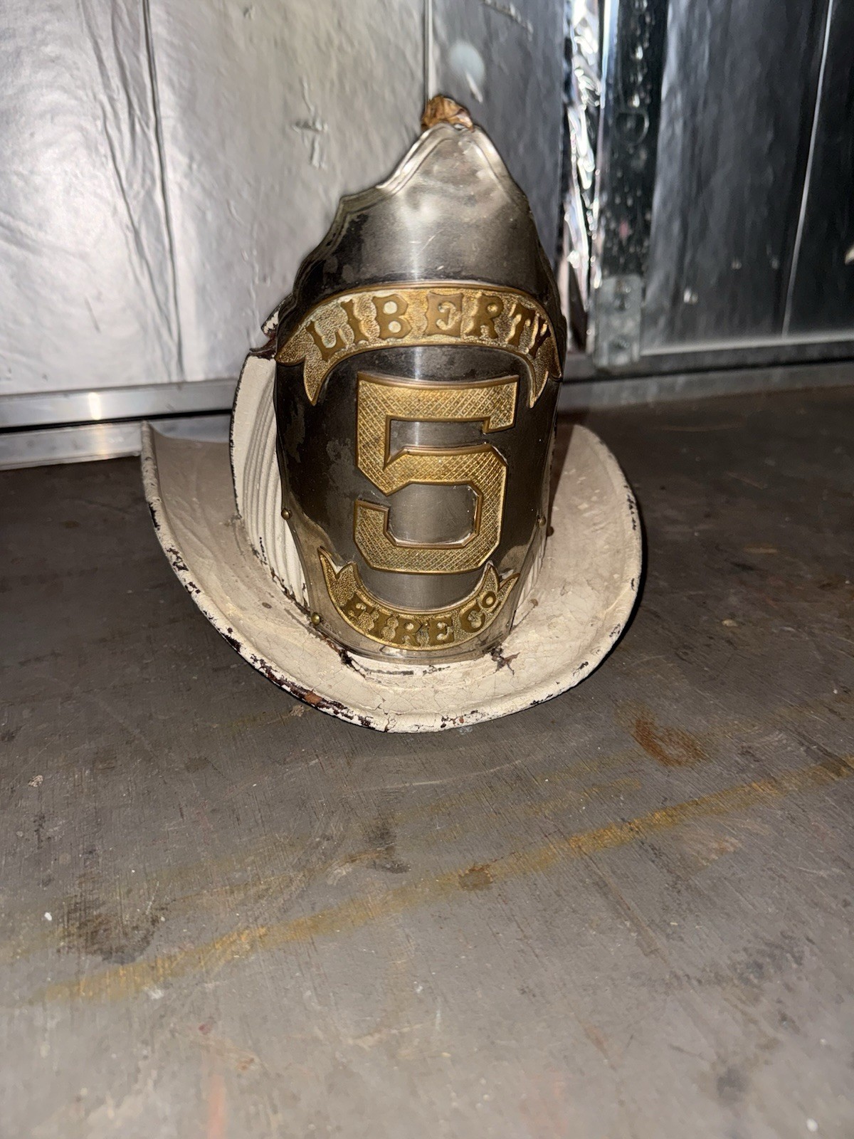 Cairns High Eagle Fire Helmet Comb Liberty 5 Metal Front Rare Early Antique