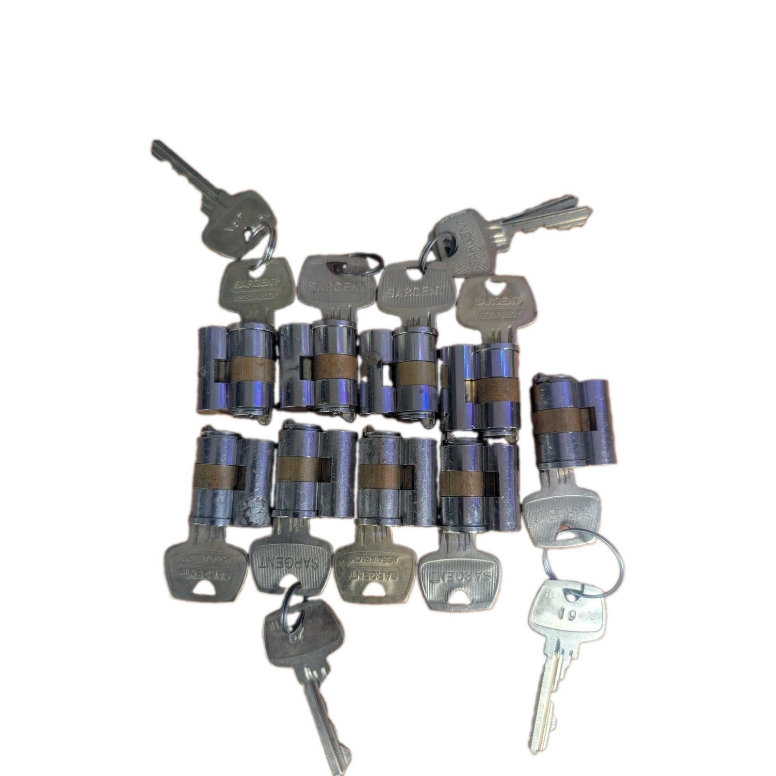 Lot Of 9 Sargent 6-pin Large Format Interchangeable Cores. HL Keyway.