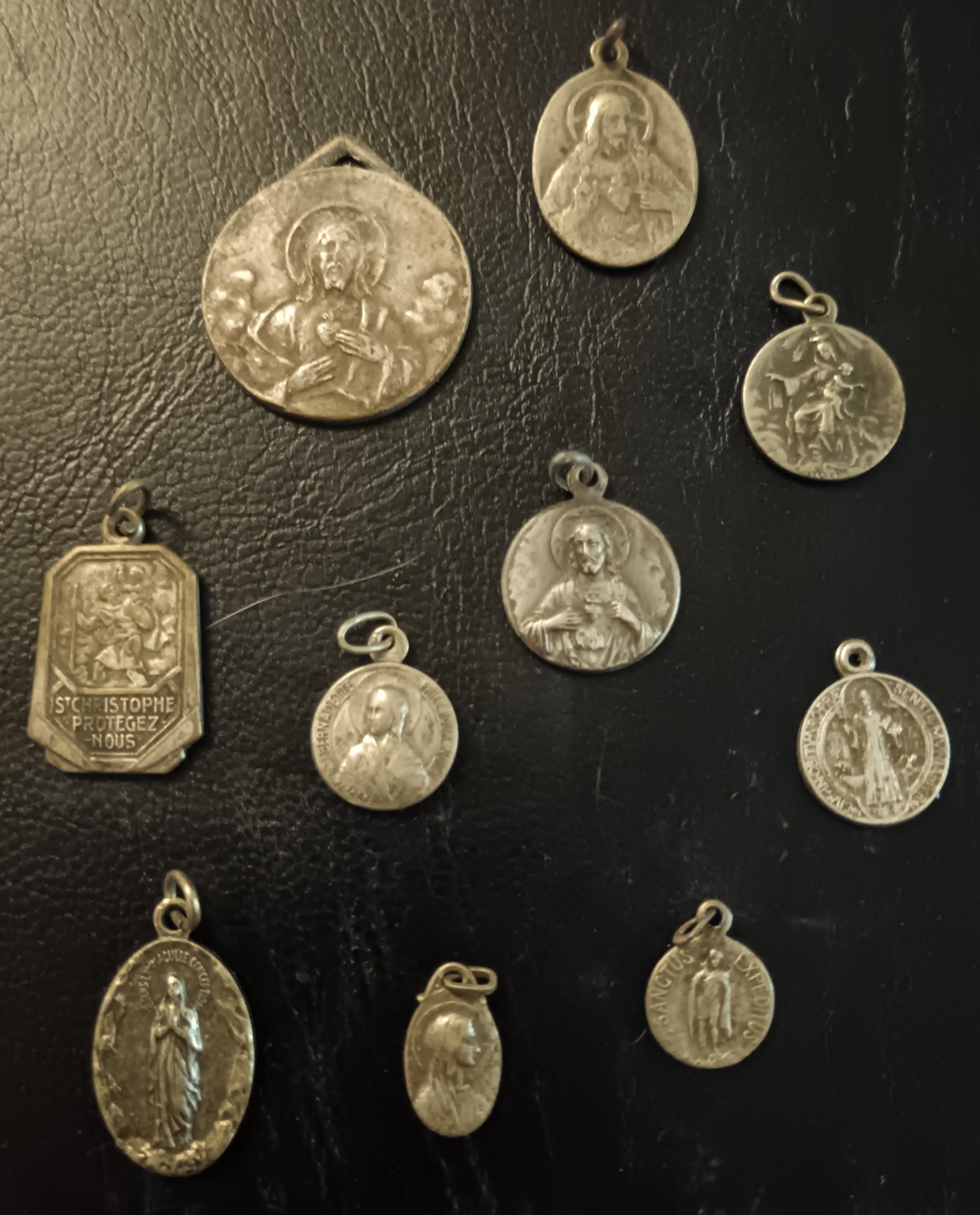 Antique French religious medals/pendants Lot of 10. 
