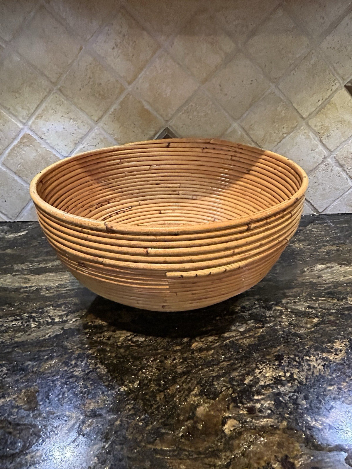 Charming Vintage Large 70s Gabriella Crespi Style Italy Pencil Reed Bowl Basket