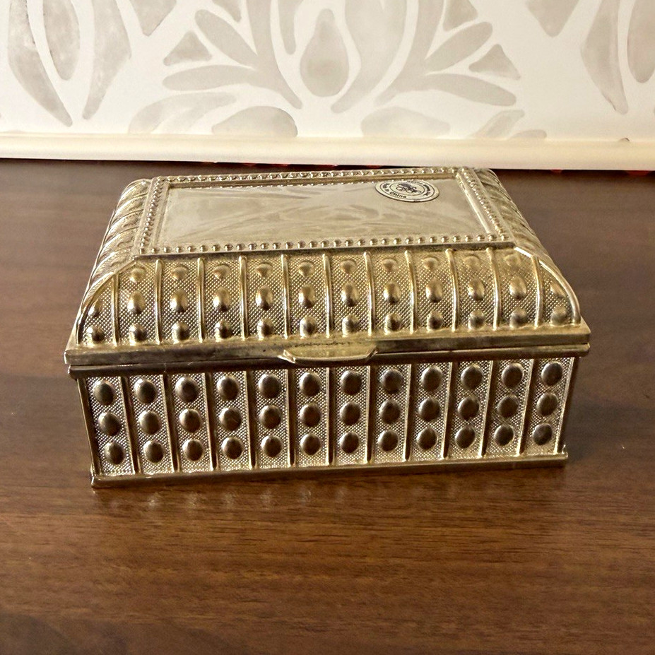 Vintage Davco Silver Ltd Silverplate Hobnail Trinket Jewelry Box China