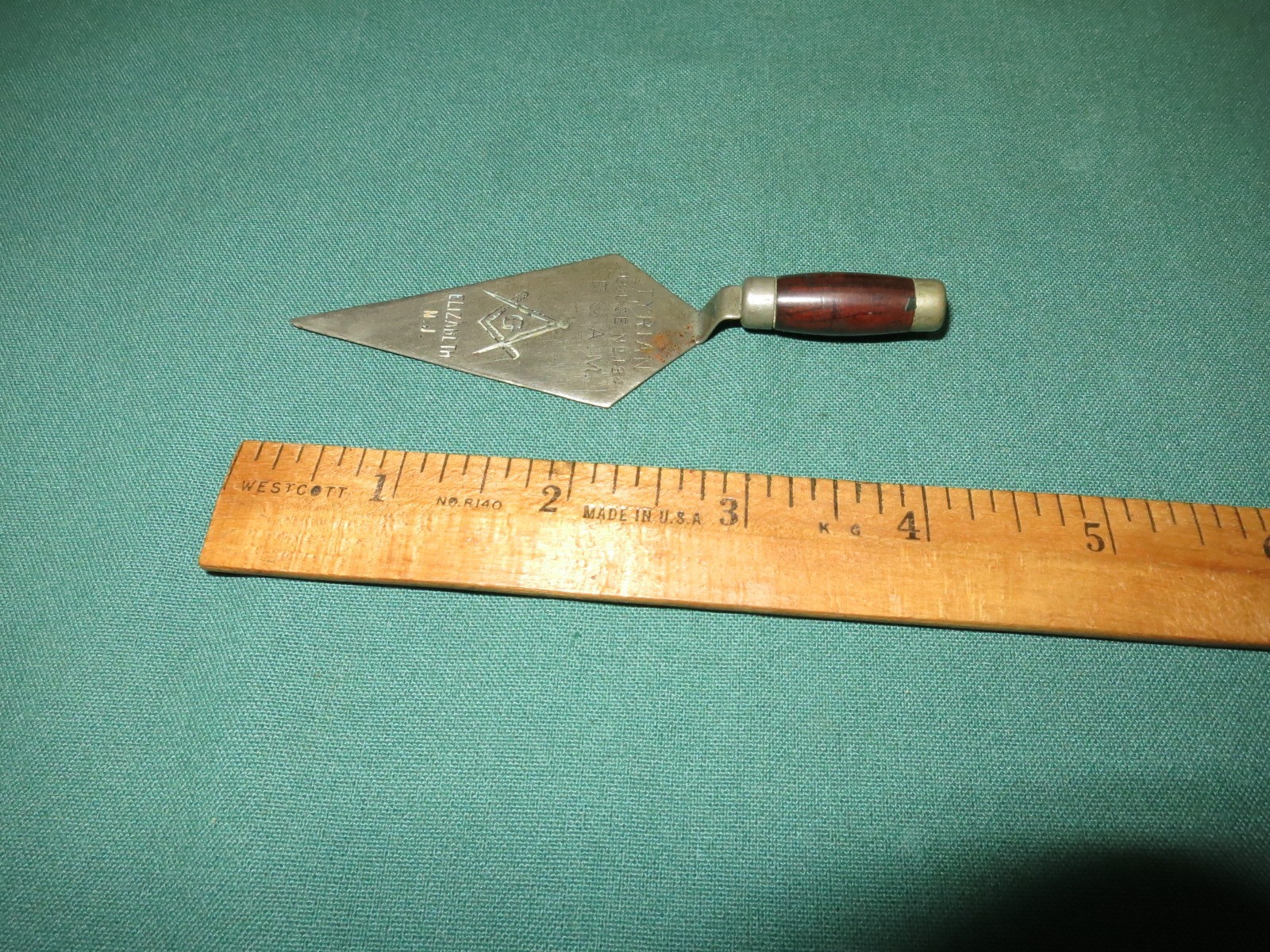 Masonic Trowel Elizabeth NJ Tyrian Lodge No 134