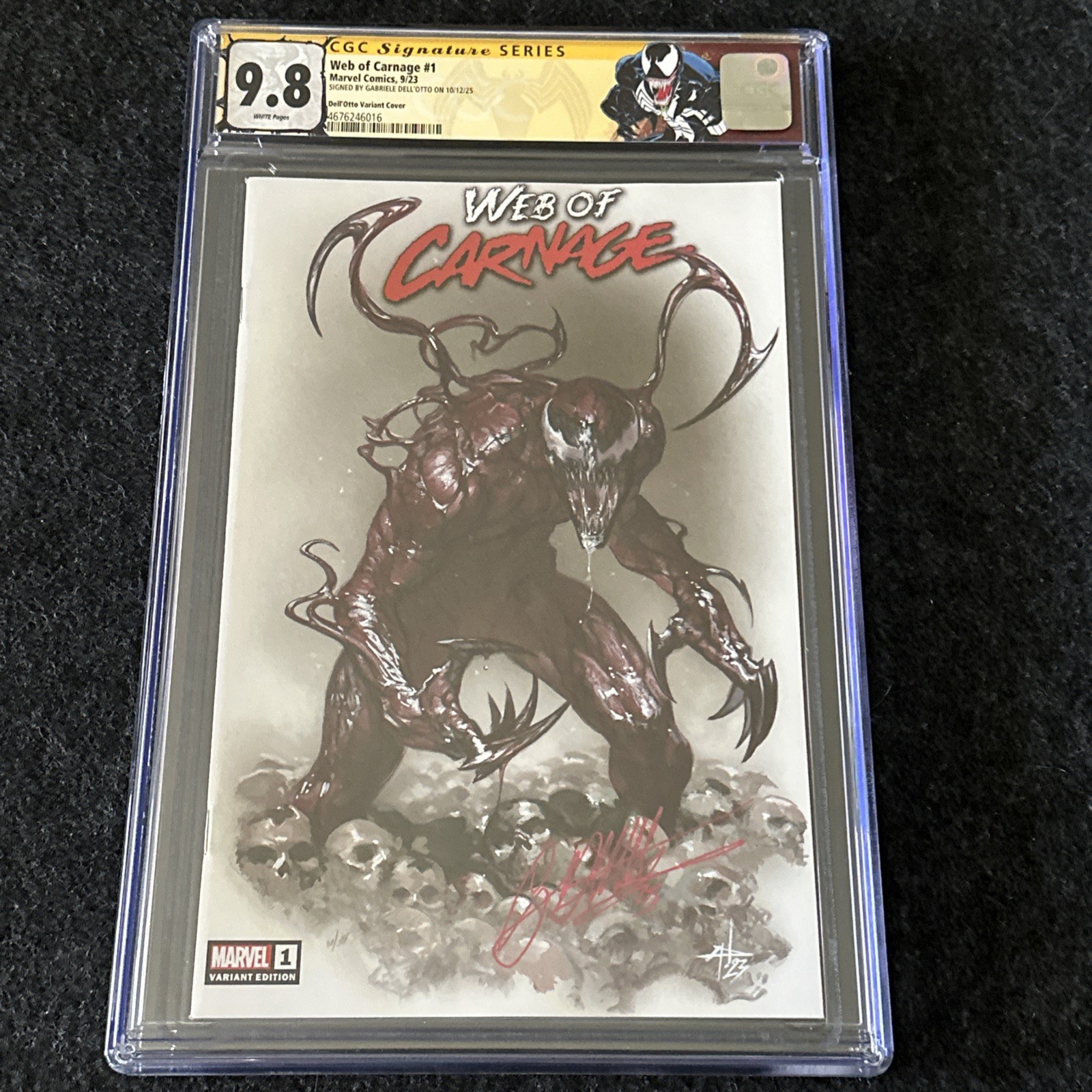 WEB OF CARNAGE 1 CGC 9.8 SS GABRIELLE DELL'OTTO EXCLUSIVE VARIANT Custom Label. 