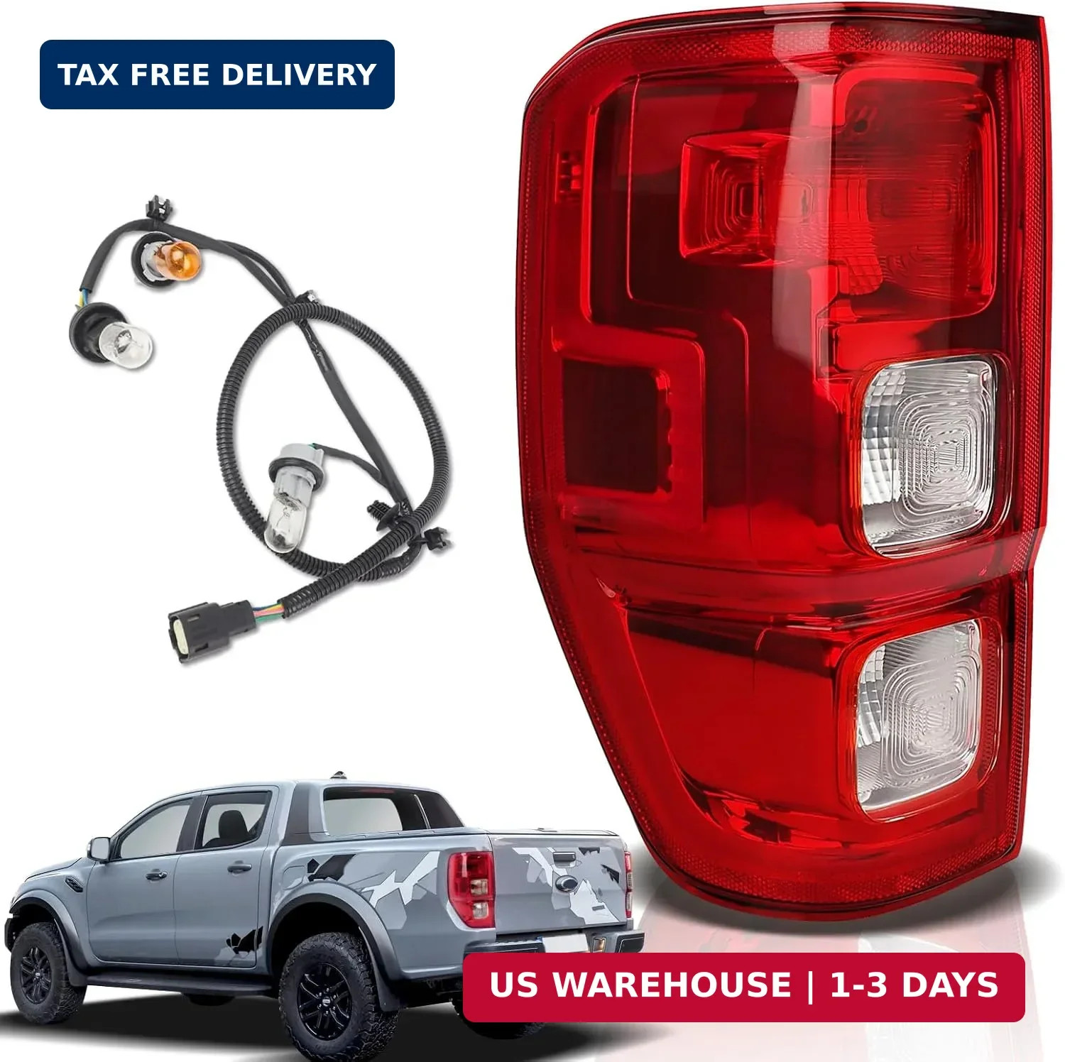 Halogen Tail Lights For 2019-2023 Ford Ranger XL Left Driver | Rear Brake Lights