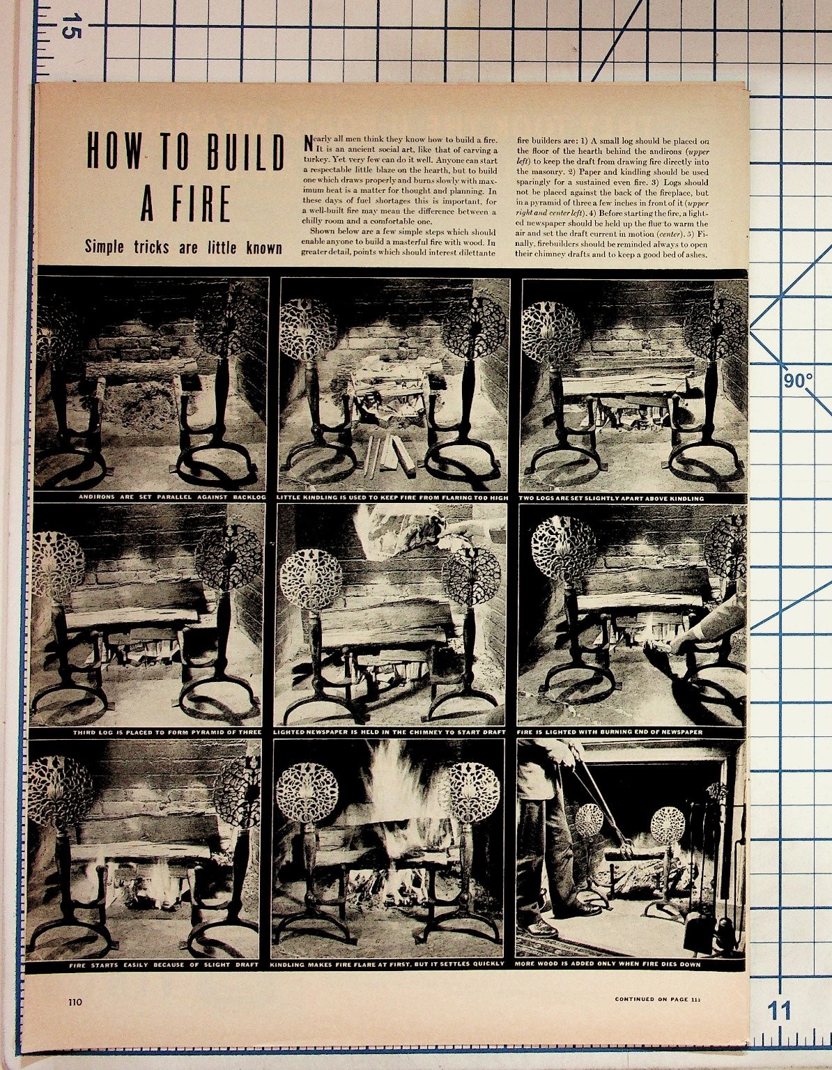 1940s How to Build a Fire Guide Vintage Magazine Page Joesbitt\'s Ad Ephemera