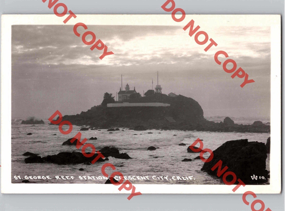 c1935 St George Reef Station CRESCENT CITY California CA RPPC Real Photo