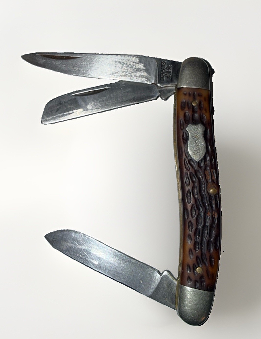 Vintage Schrade USA SS825 Stockman Pocket Knife 3 Blade Razor Stainless