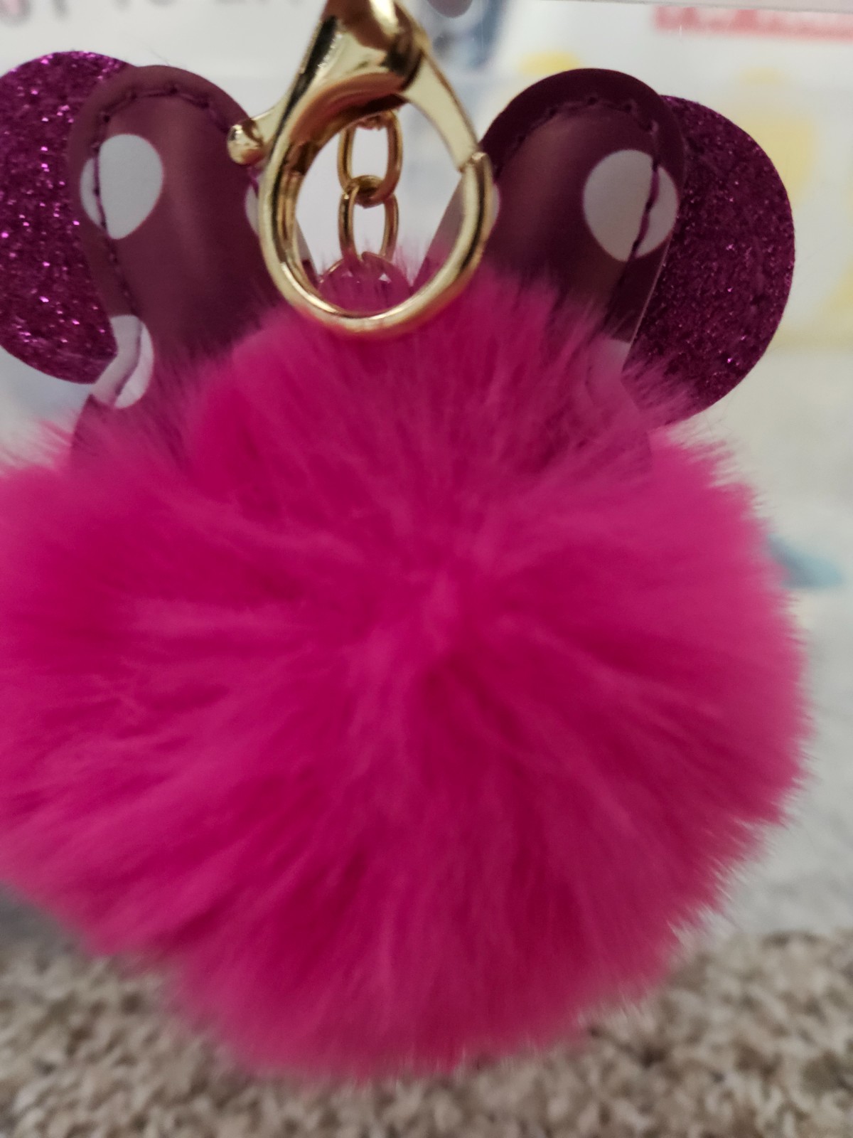 Cute Minnie Pom Pom Keychains (Hot Pink)