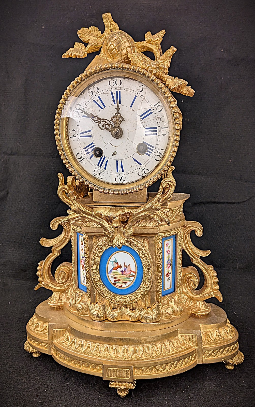 French 19th Century Sevres Gilt Bronze and Porcelain Clock