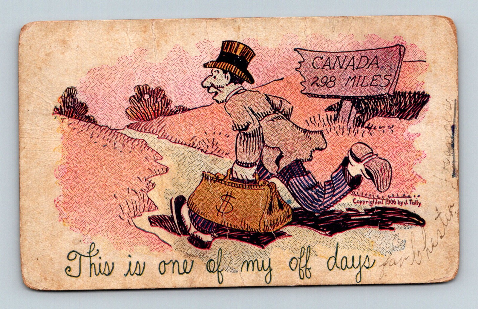 MO Farmington 1906 Man Running to Canada with Money Bag \'This is one of my of...