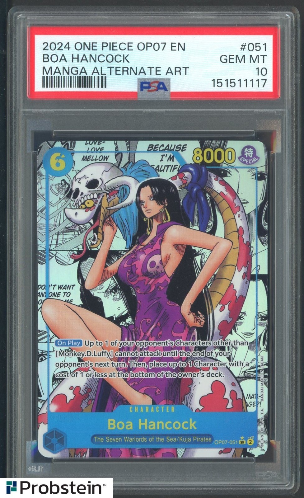 2024 One Piece Boa Hancock OP07 EN Manga Alternate Art PSA 10 GEM MINT