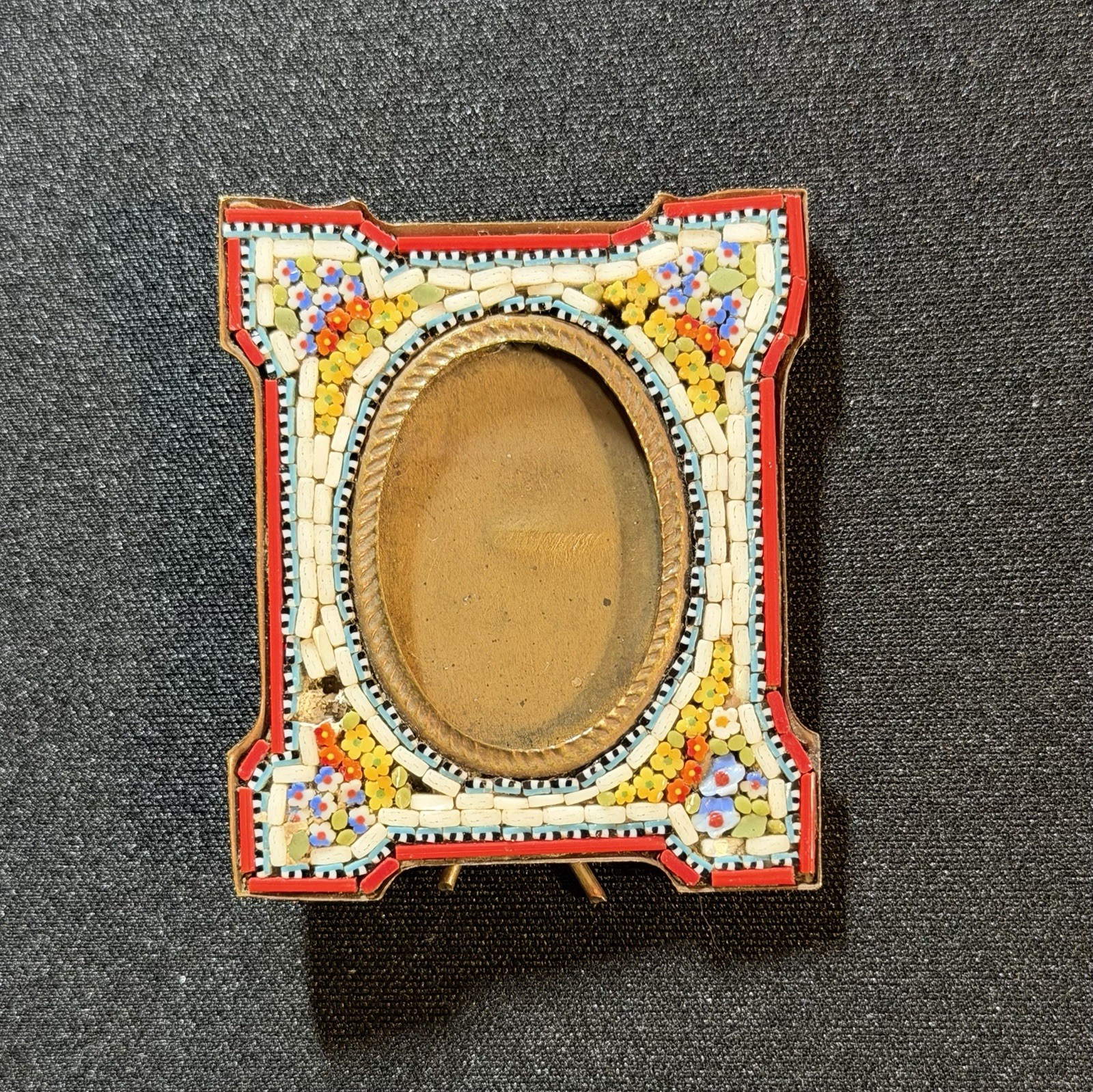 Antique Italian Micro-Mosaic Floral Picture Frame Victorian