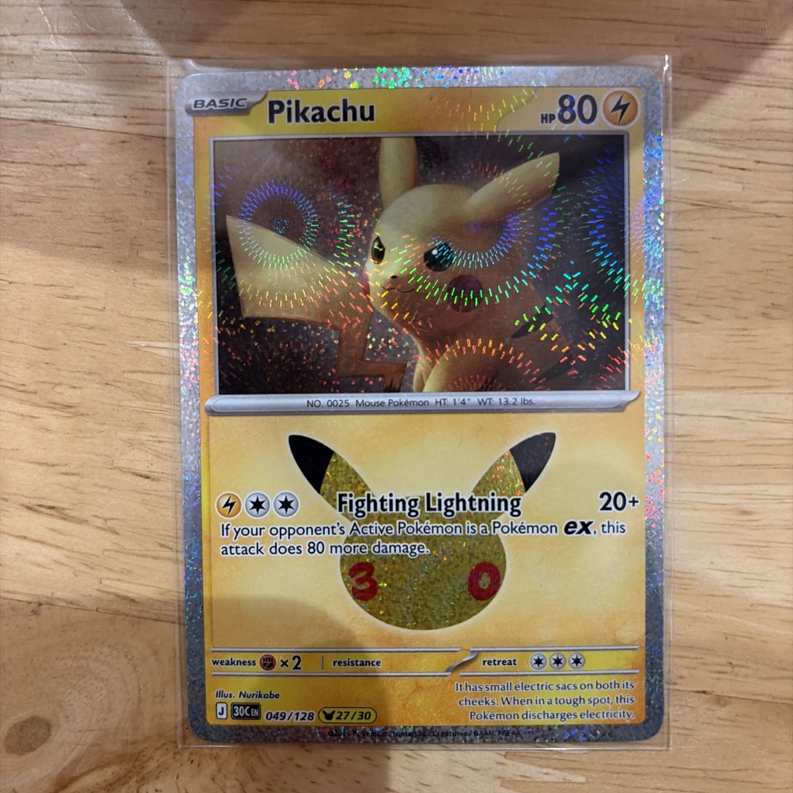Pikachu 049/128 Holo Pikachu Rare ME: 30th Celebration Pokemon TCG NM/M